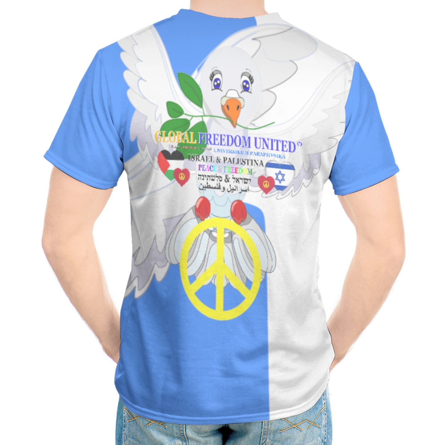 Men`s T-shirt 1 GLOBAL FREEDOM UNITED© Palestina & Israel Blue