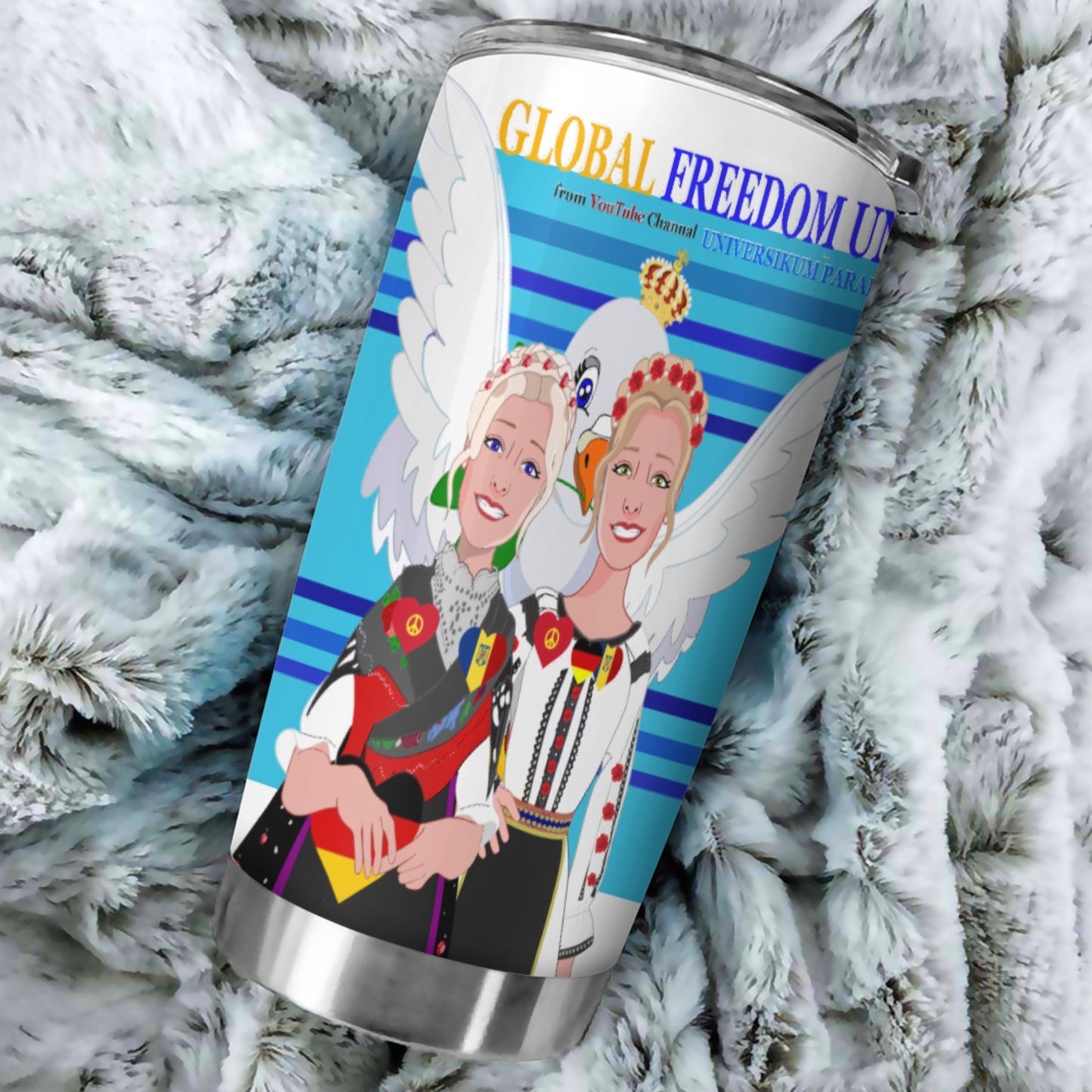 Tumbler Global Freedom United Women Romania & Germany Old Peace Blue