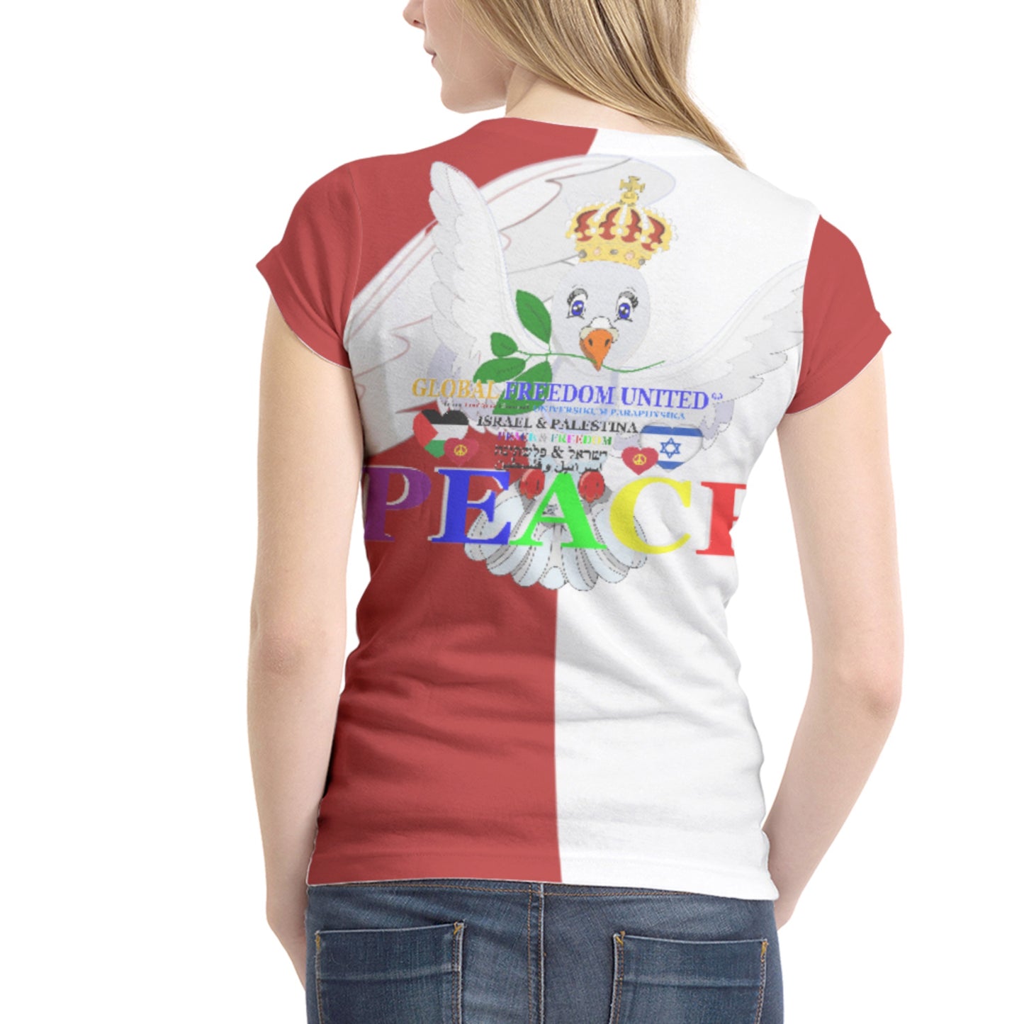 Women´s T-shirt 1 GLOBAL FREEDOM UNITED© Women Palestina & Israel Red