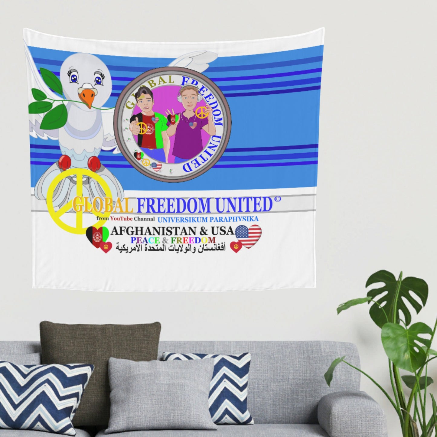 Tapestry GLOBAL FREEDOM UNITED© Men AFGHANISTAN & USA Deep Blue