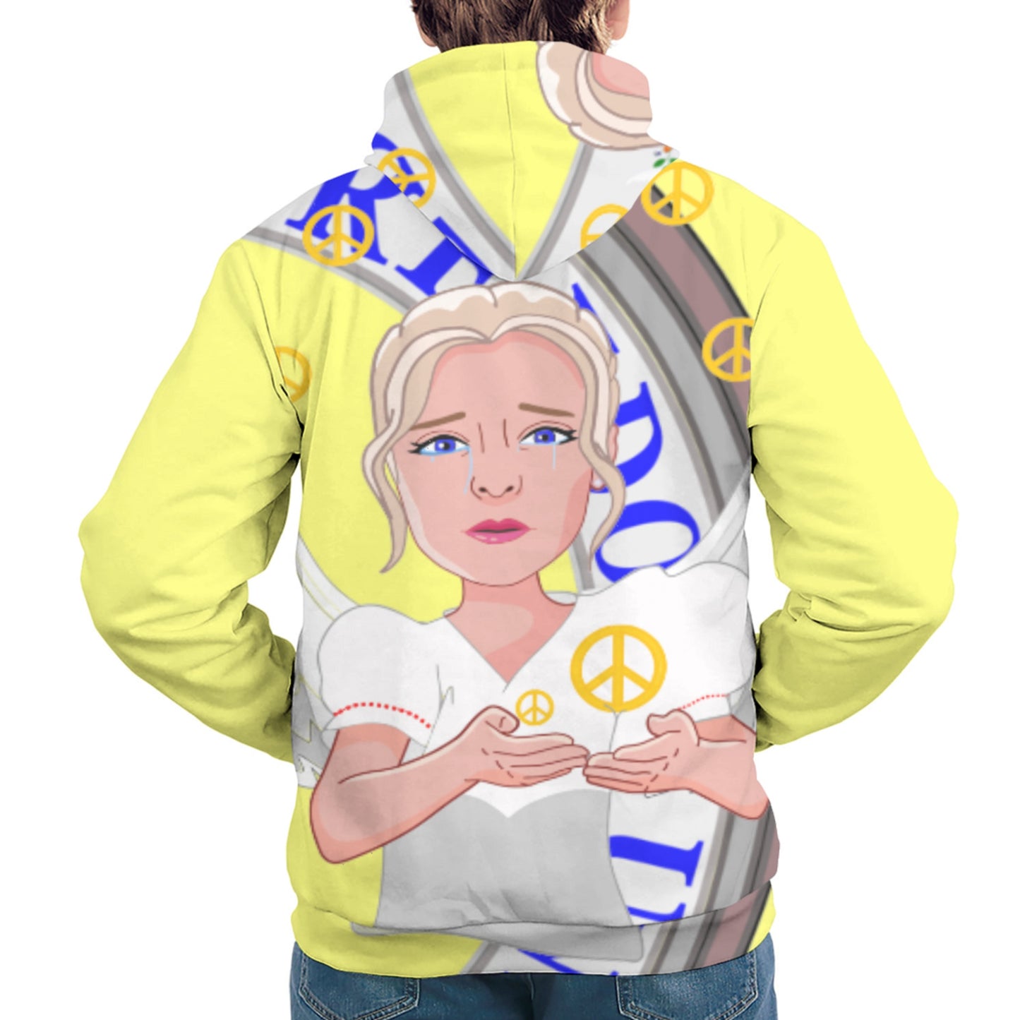 Hoodie Global Freedom United Women Angel Of Peace Old Peace Yellow