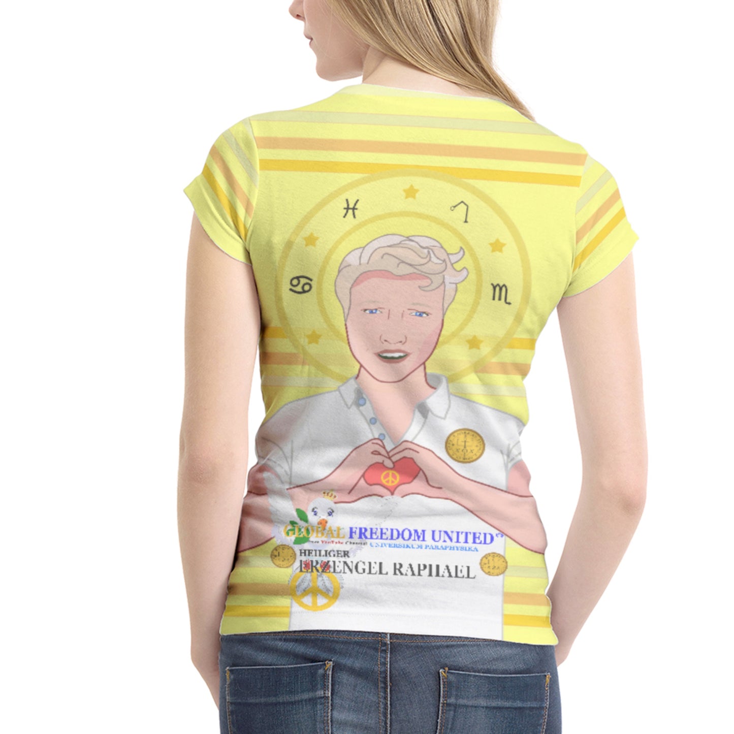 Women´s T-shirt Global Freedom United Archangel Raphael German Yellow
