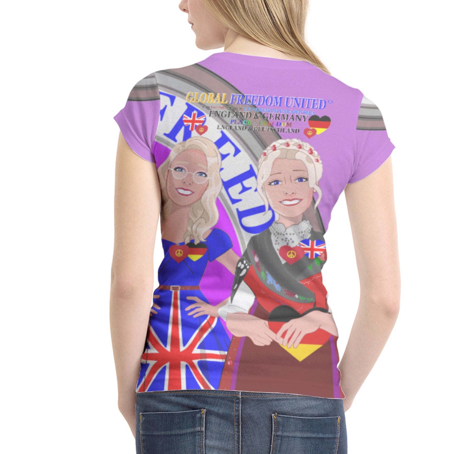 Women´s T-shirt GLOBAL FREEDOM UNITED© Women England & Germany Lilac