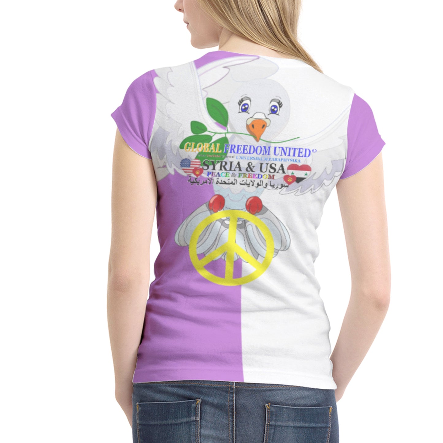 Women´s T-shirt 1 Glbal Freedom United Syria & Usa Old Peace Lilac