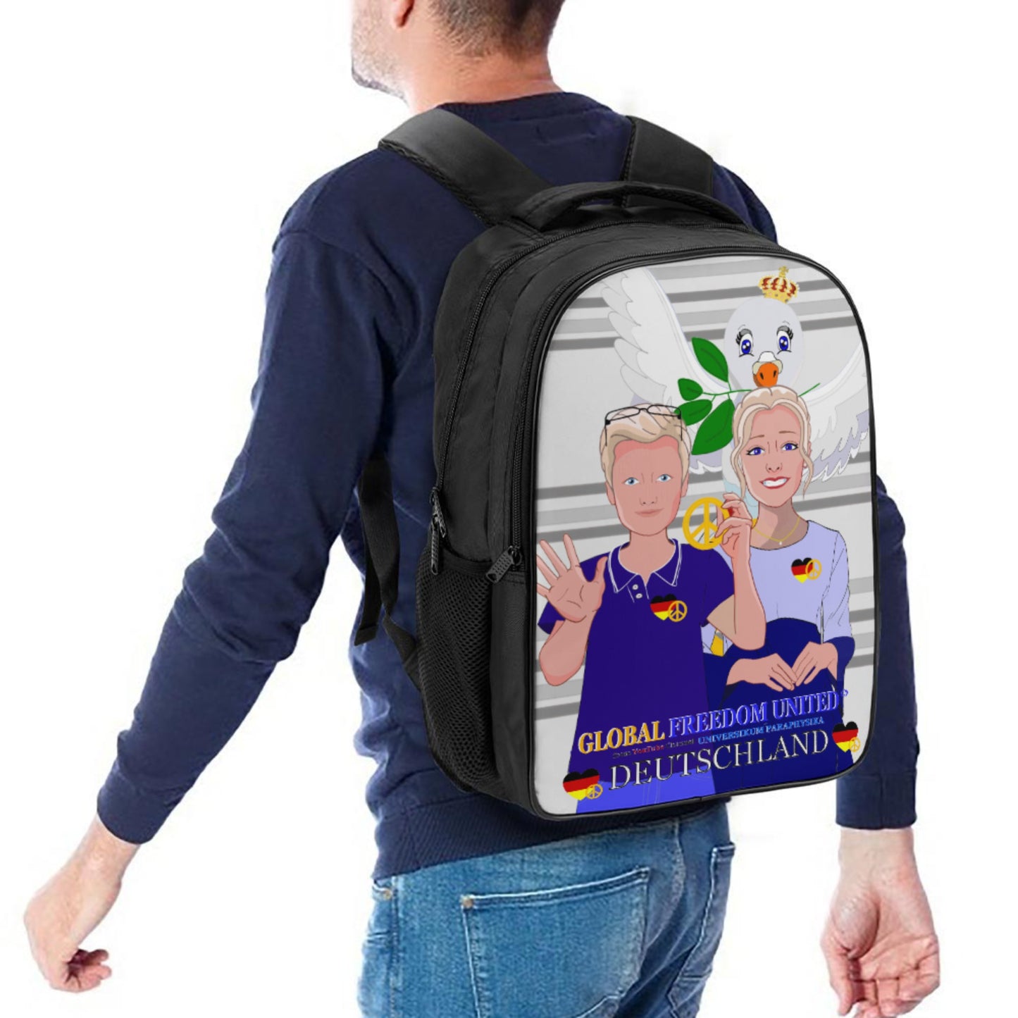 Backpack 16 Inch 2 Compartment Global Freedom United Couple Edition Germany V2 Grey