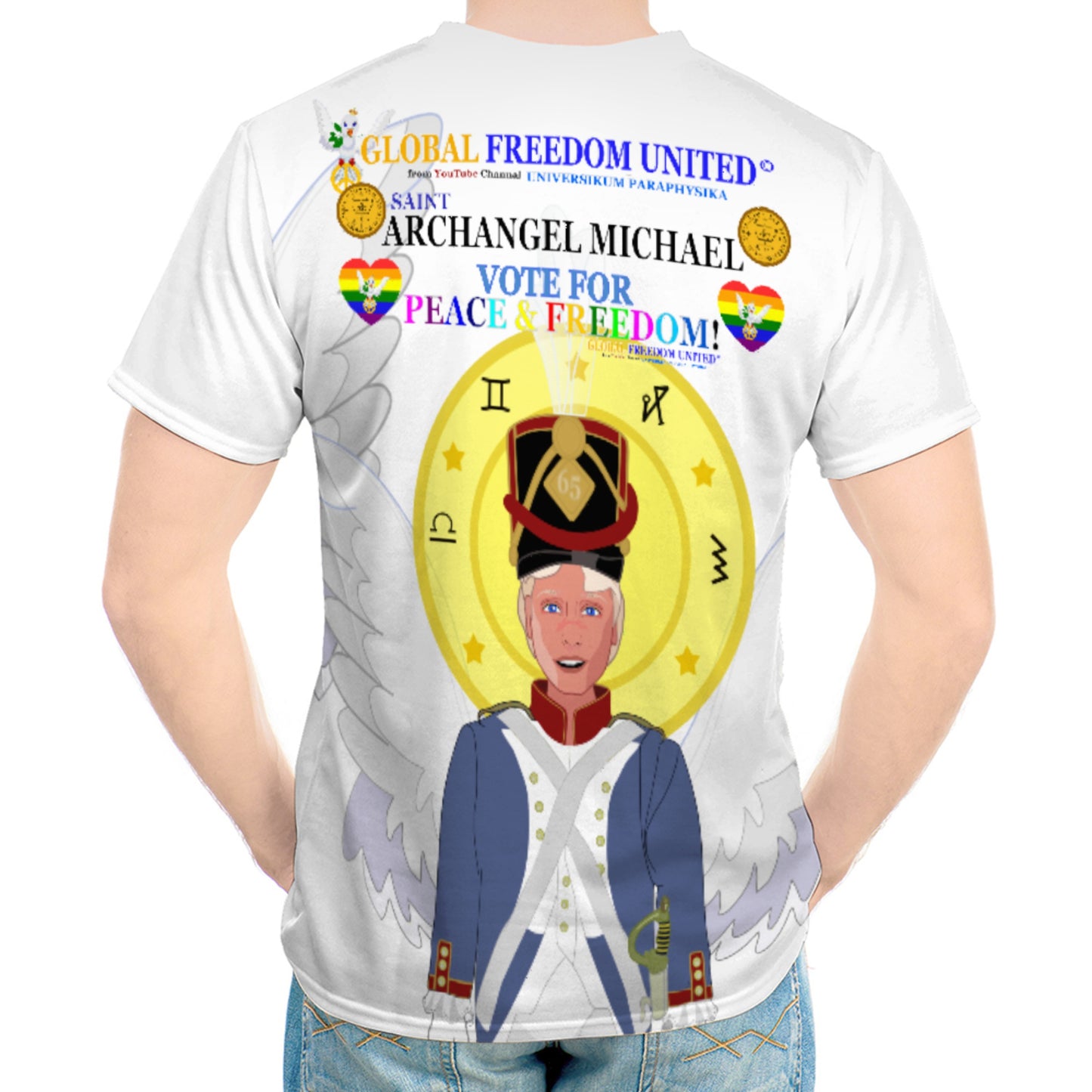 Men´s T-shirt GLOBAL FREEDOM UNITED© Dove Of Peace With Archangel Michael