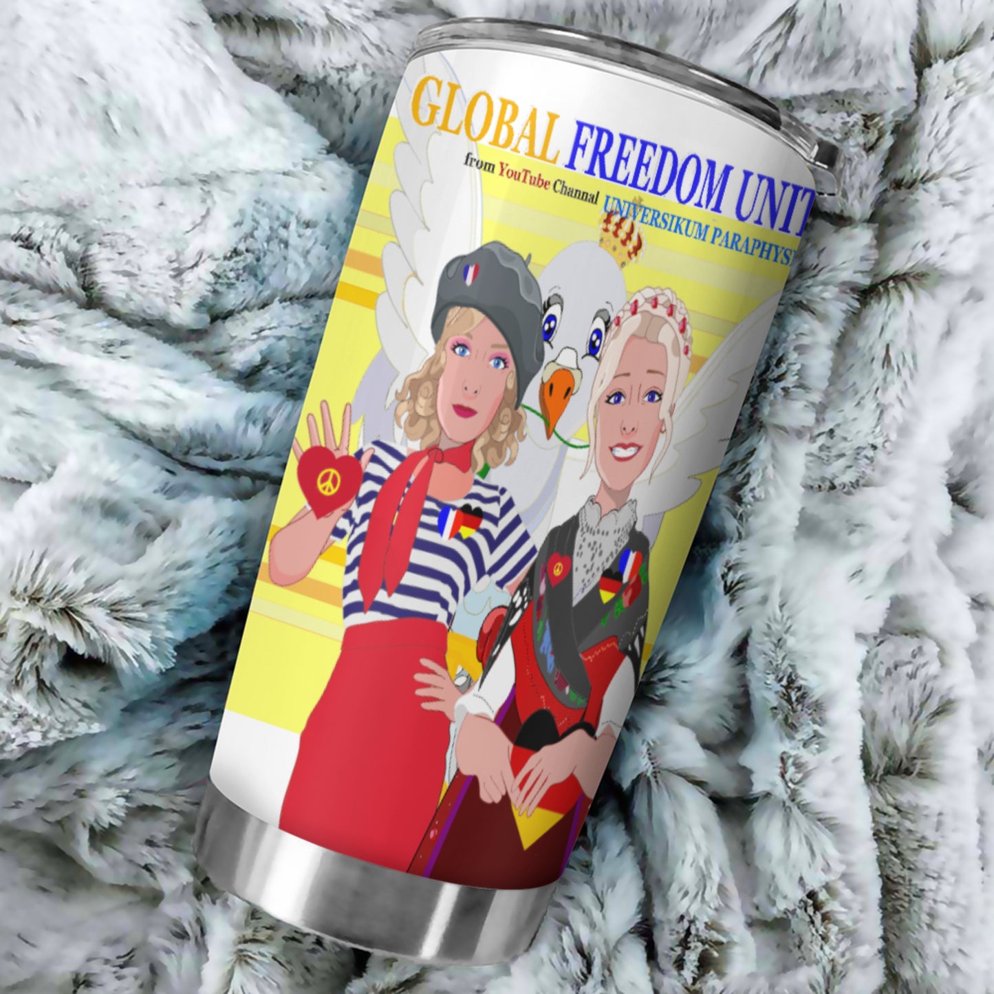 Tumbler Global Freedom United Women French & Germany Old Peace Yellow