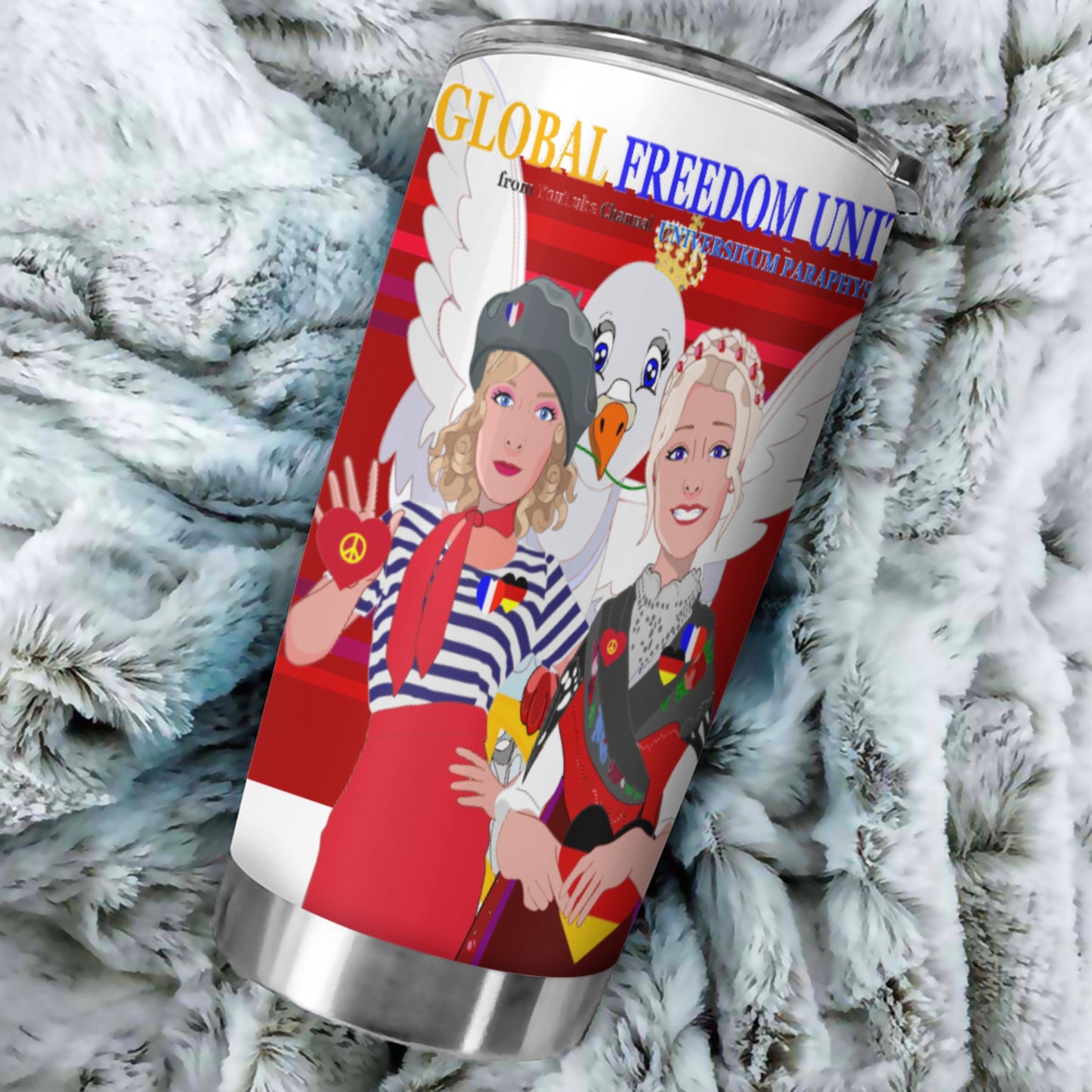 Tumbler Global Freedom United Women French & Germany Old Peace Red