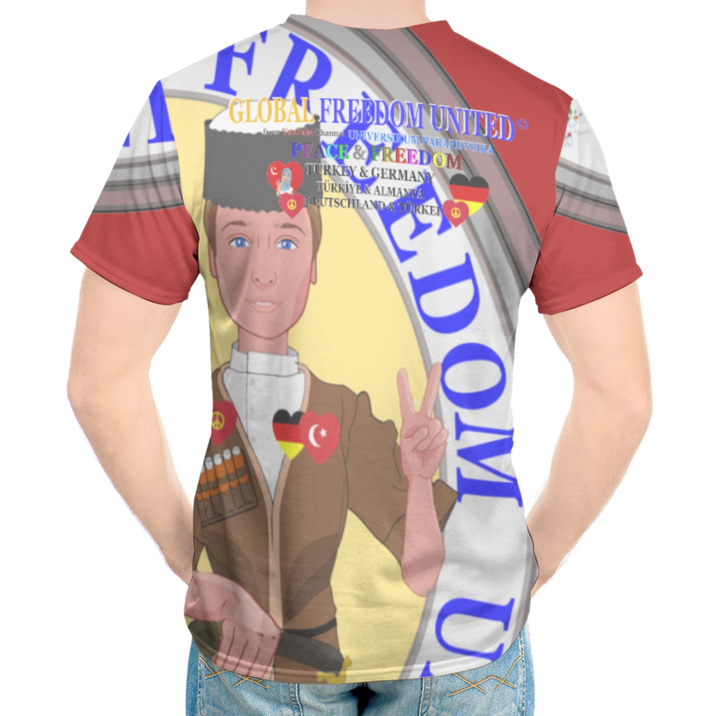 Men´s T-shirt 2 GLOBAL FREEDOM UNITED© Men Germany & Turkey Red