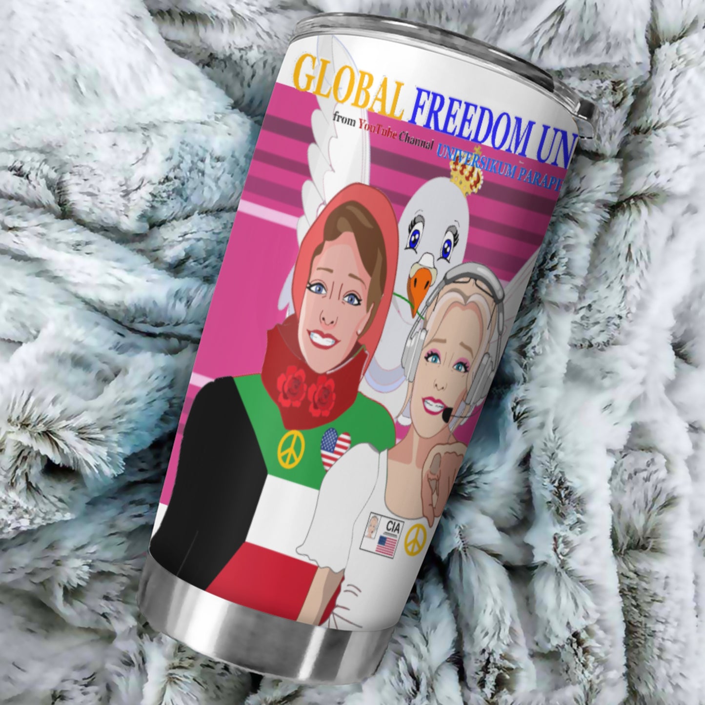 Tumbler Global Freedom United Women Kuwait & Usa Old Peace Pink