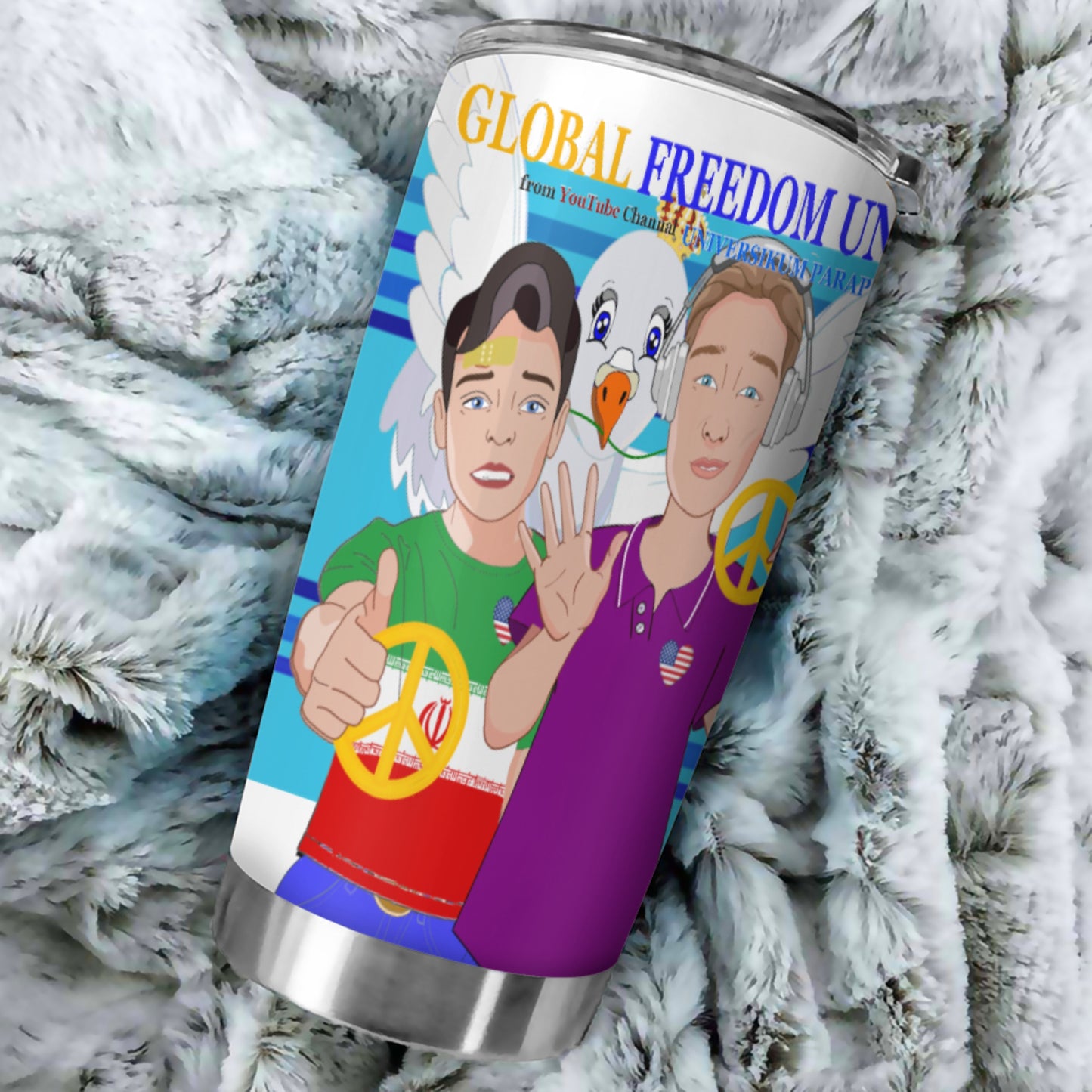 Tumbler GLOBAL FREEDOM UNITED© Men Iran & USA Blue