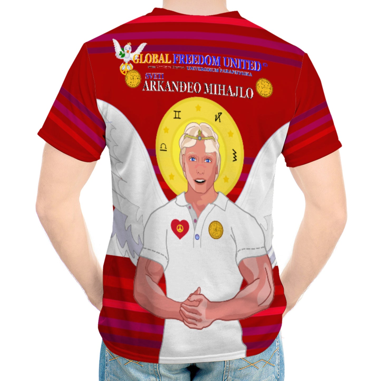 Men´s T-shirt Global Freedom United Archangel Michael Croatia V2 Red