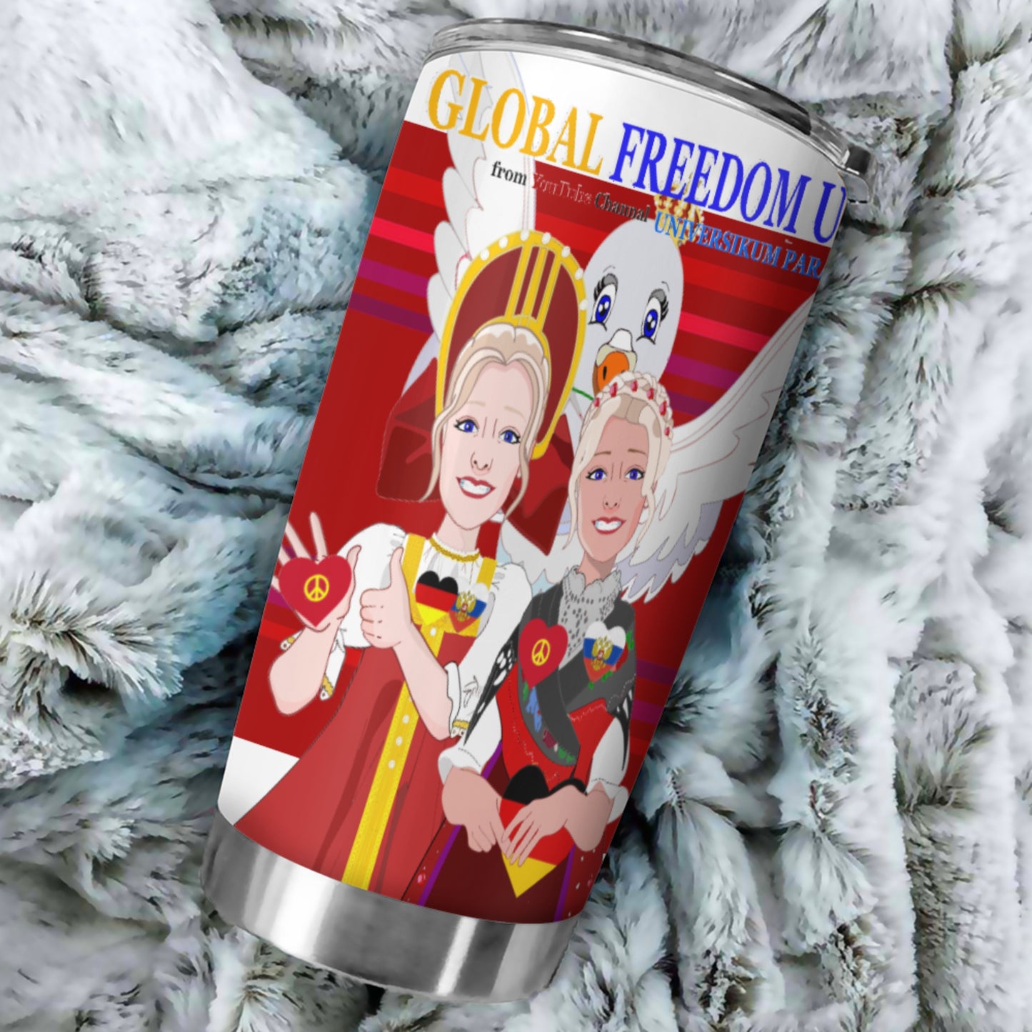 Tumbler Global Freedom United Women Russia & Germany Old Peace Red