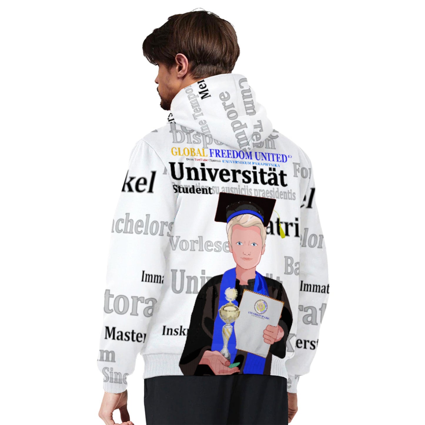 Plush Hoodie Global Freedom United Student Golden Place Blond Hair