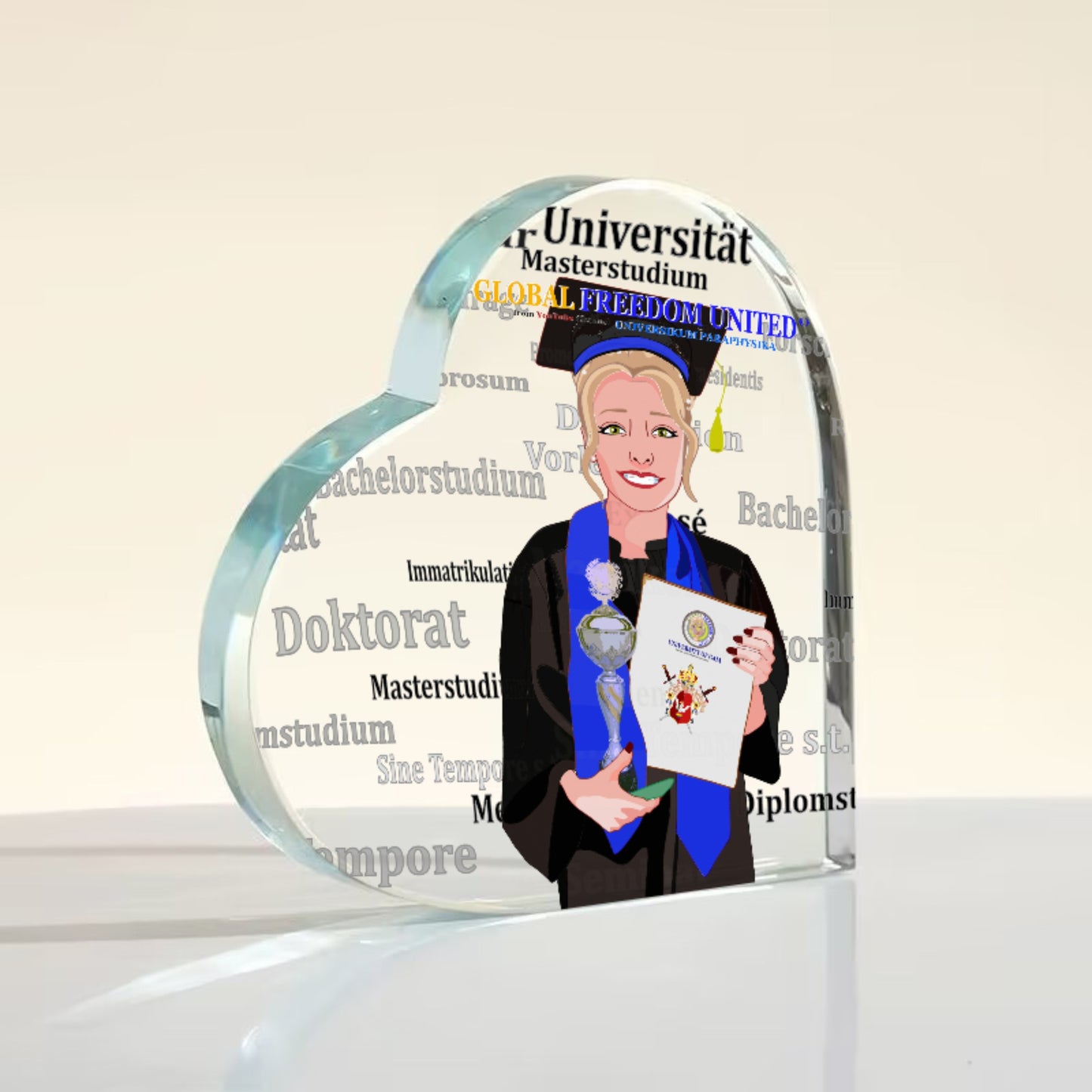 Acryl Heart Global Freedom United Student Girl Silver Place Blond Hair 4