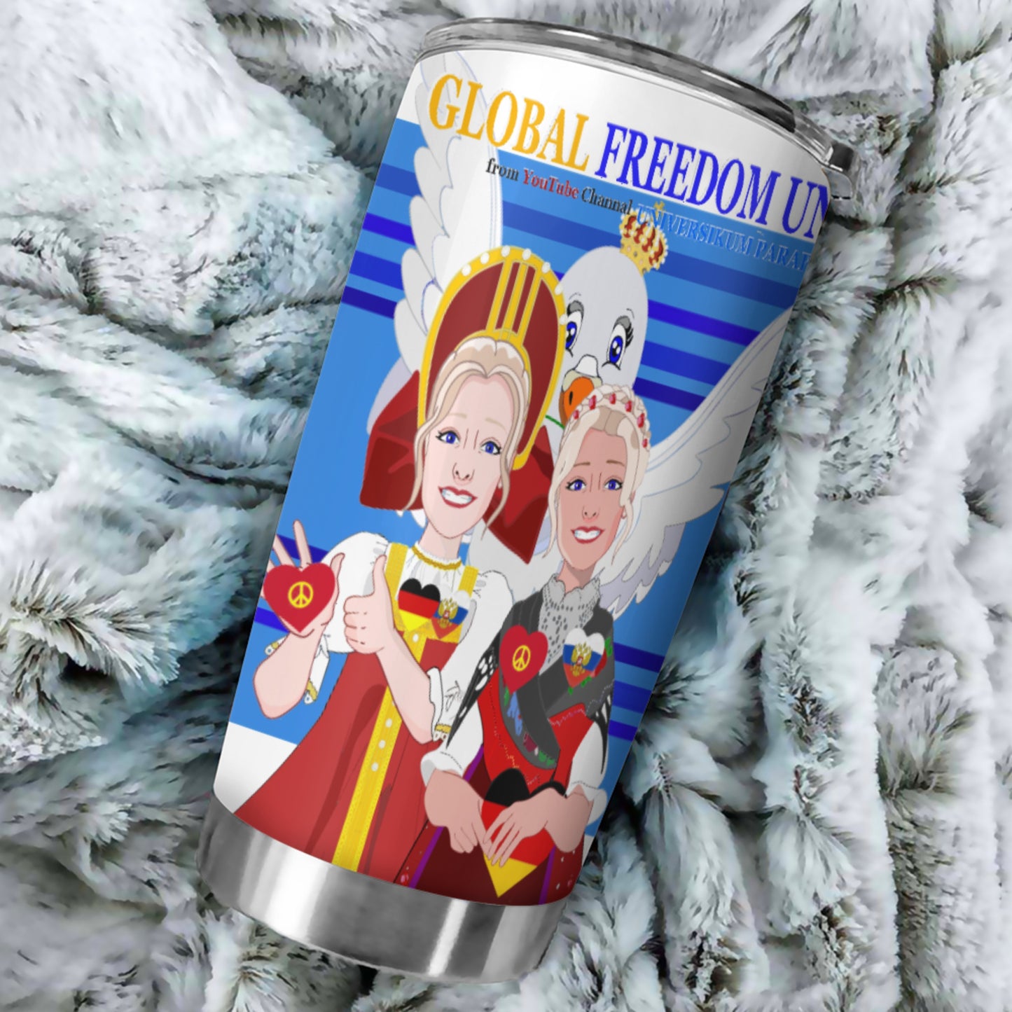 Tumbler Global Freedom United Women Russia & Germany Old Peace Deep Blue