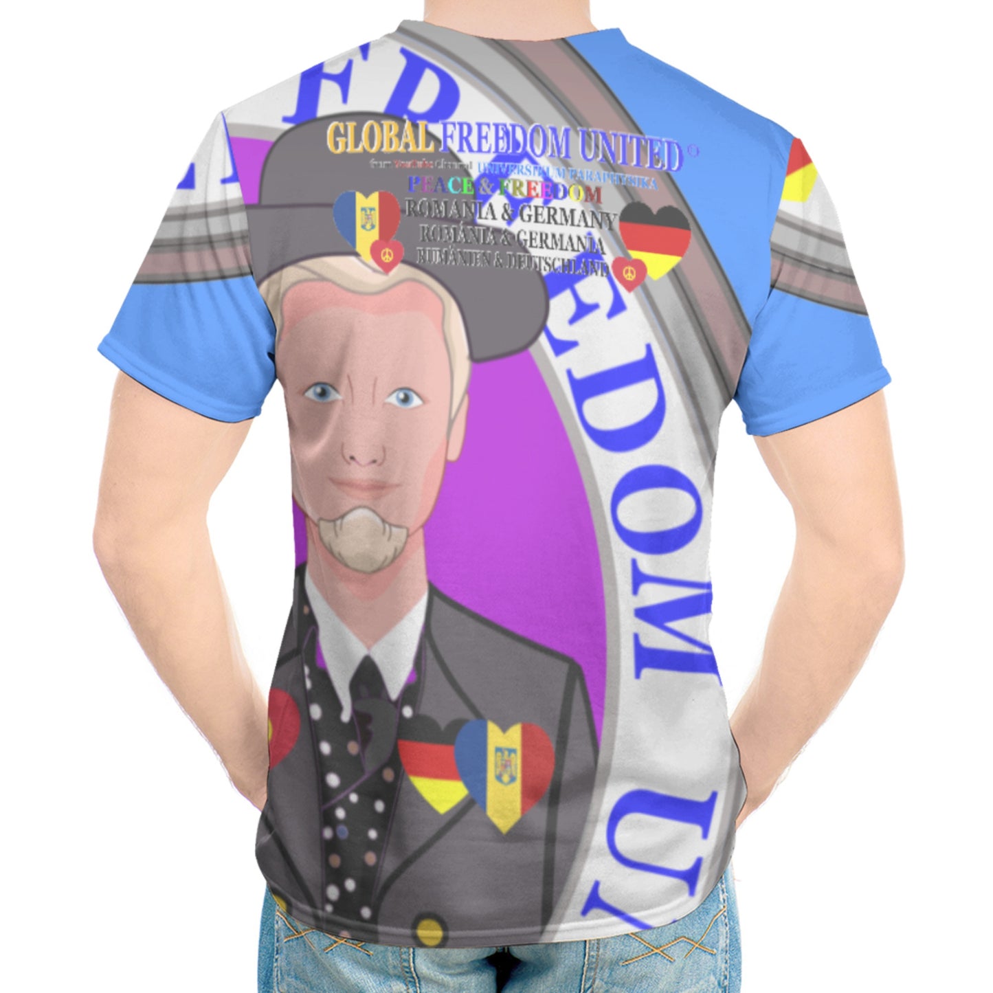 Men´s T-shirt GLOBAL FREEDOM UNITED© Men Romania & Germany Blue