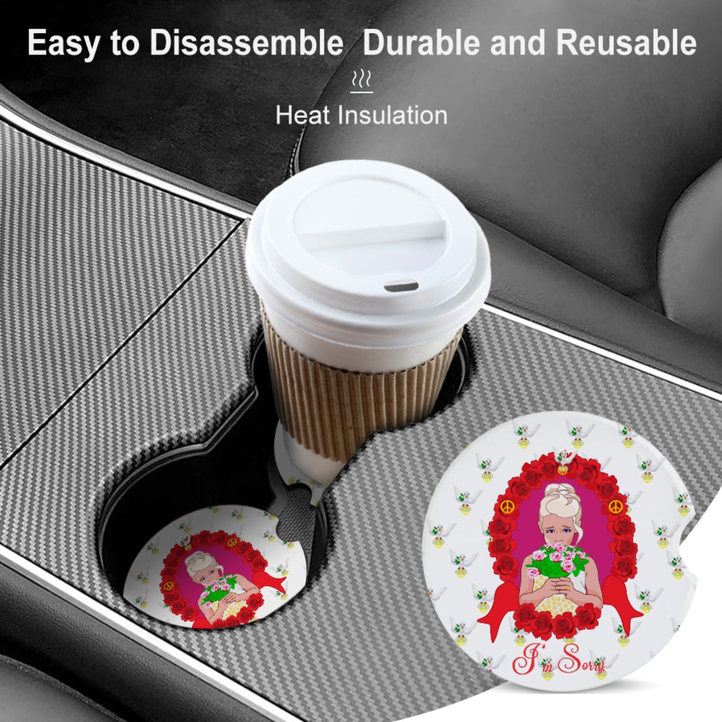 Ceramic Car Coaster Global Freedom United I´m Sorry From A Girl