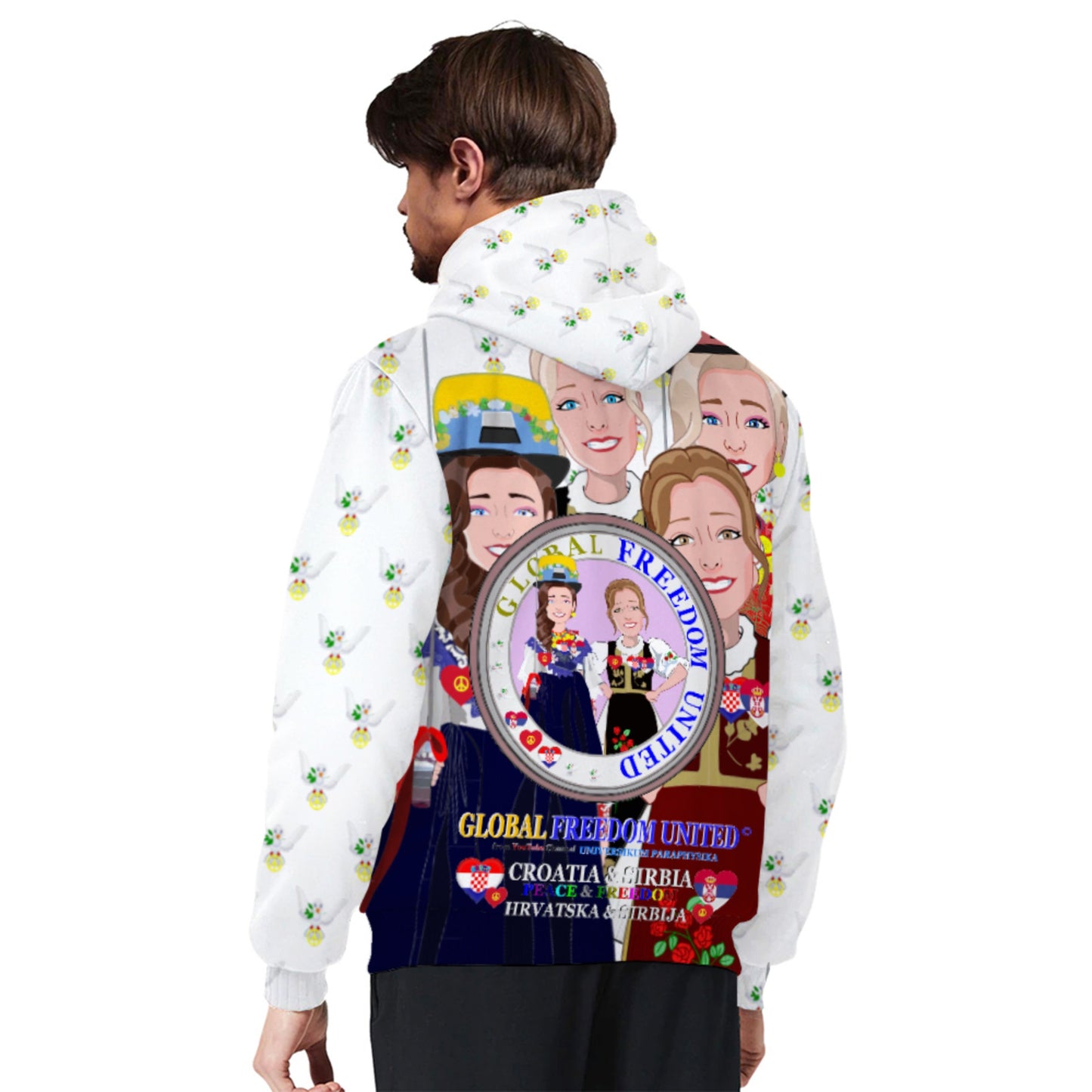 Plush Hoodie GLOBAL FREEDOM UNITED© Women Croatia & Serbia V1 Wight