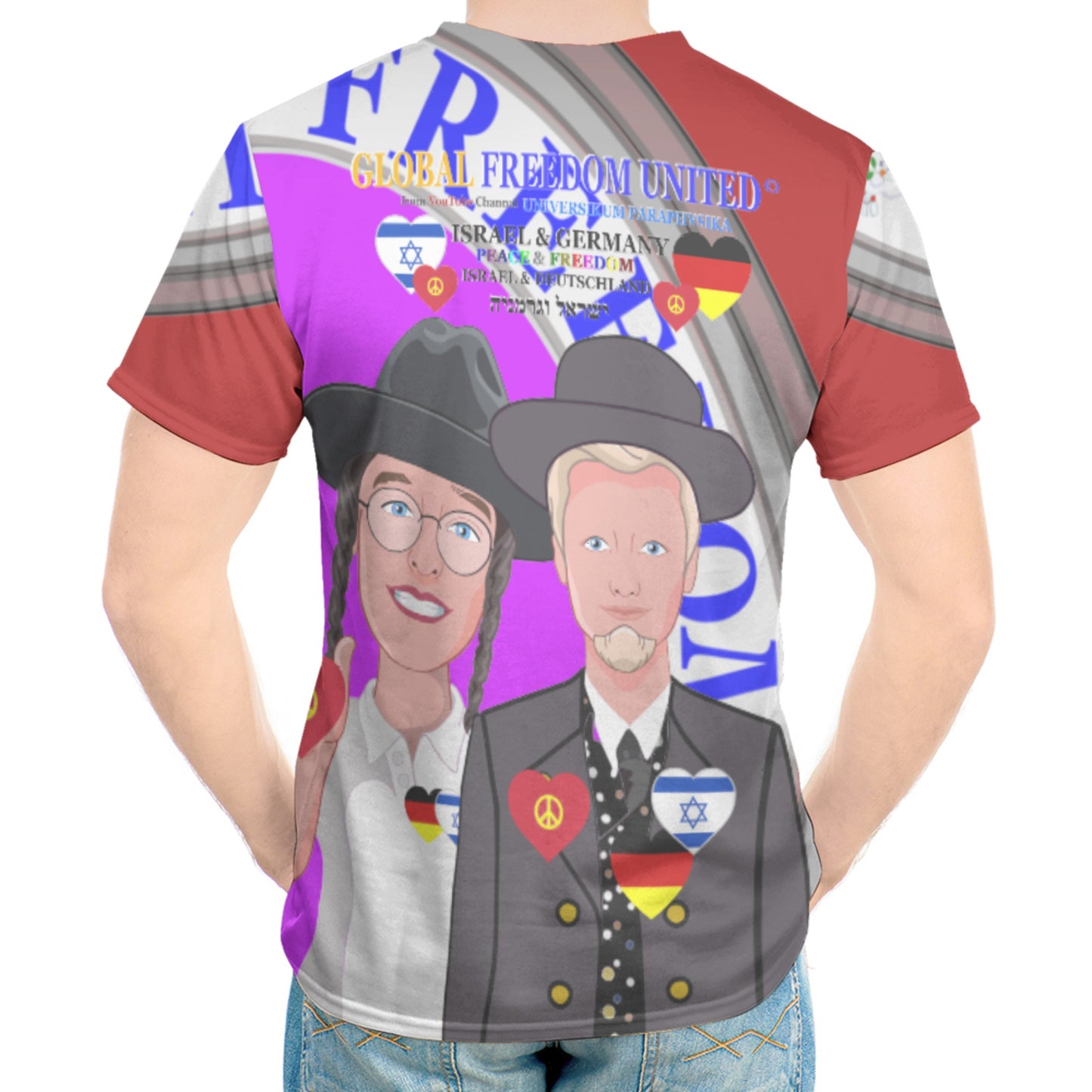 Men´s T-shirt GLOBAL FREEDOM UNITED© Men Israel & Germany Version 2 Red