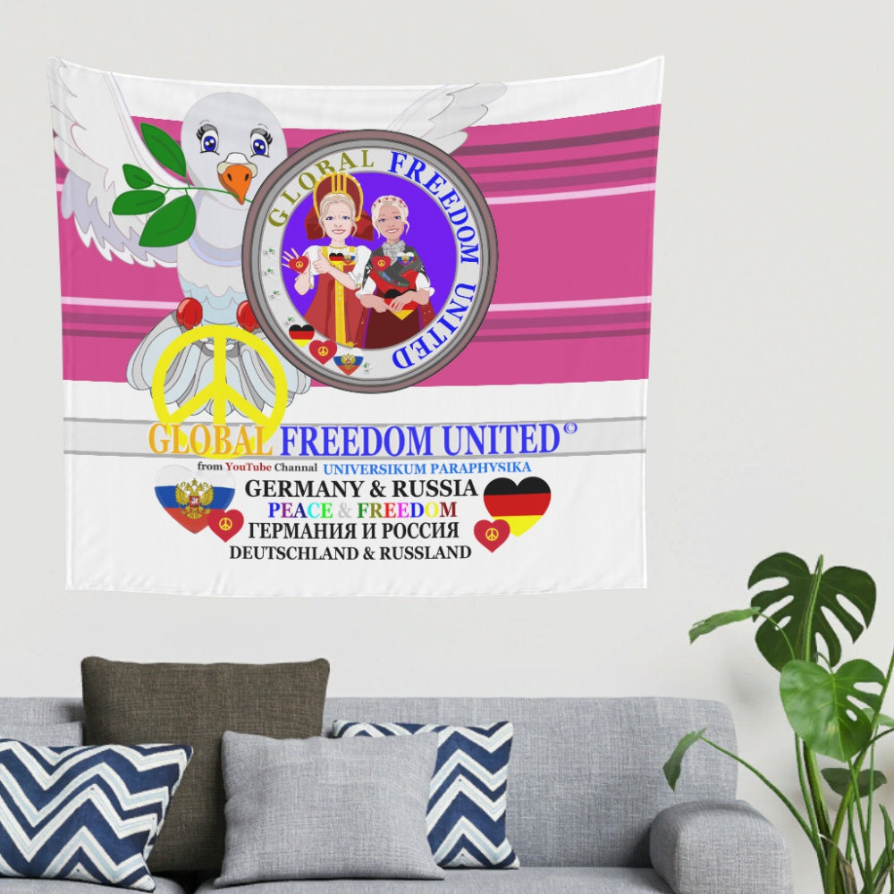 Tapestry Global Freedom United Women Russia & Germany Old Peace Pink