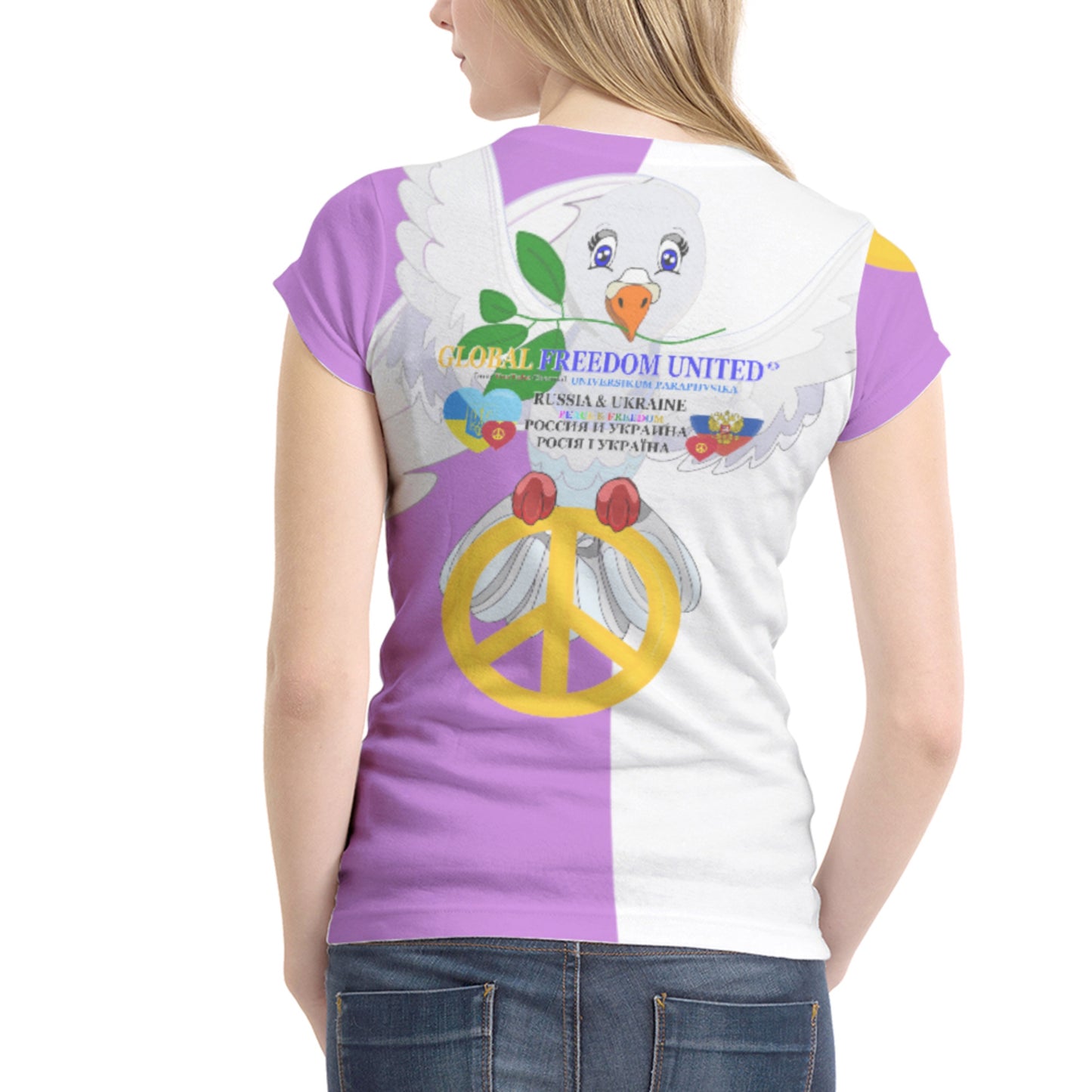 Women´s T-shirt 1 GLOBAL FREEDOM UNITED© Women Ukraina & Russia Lilac
