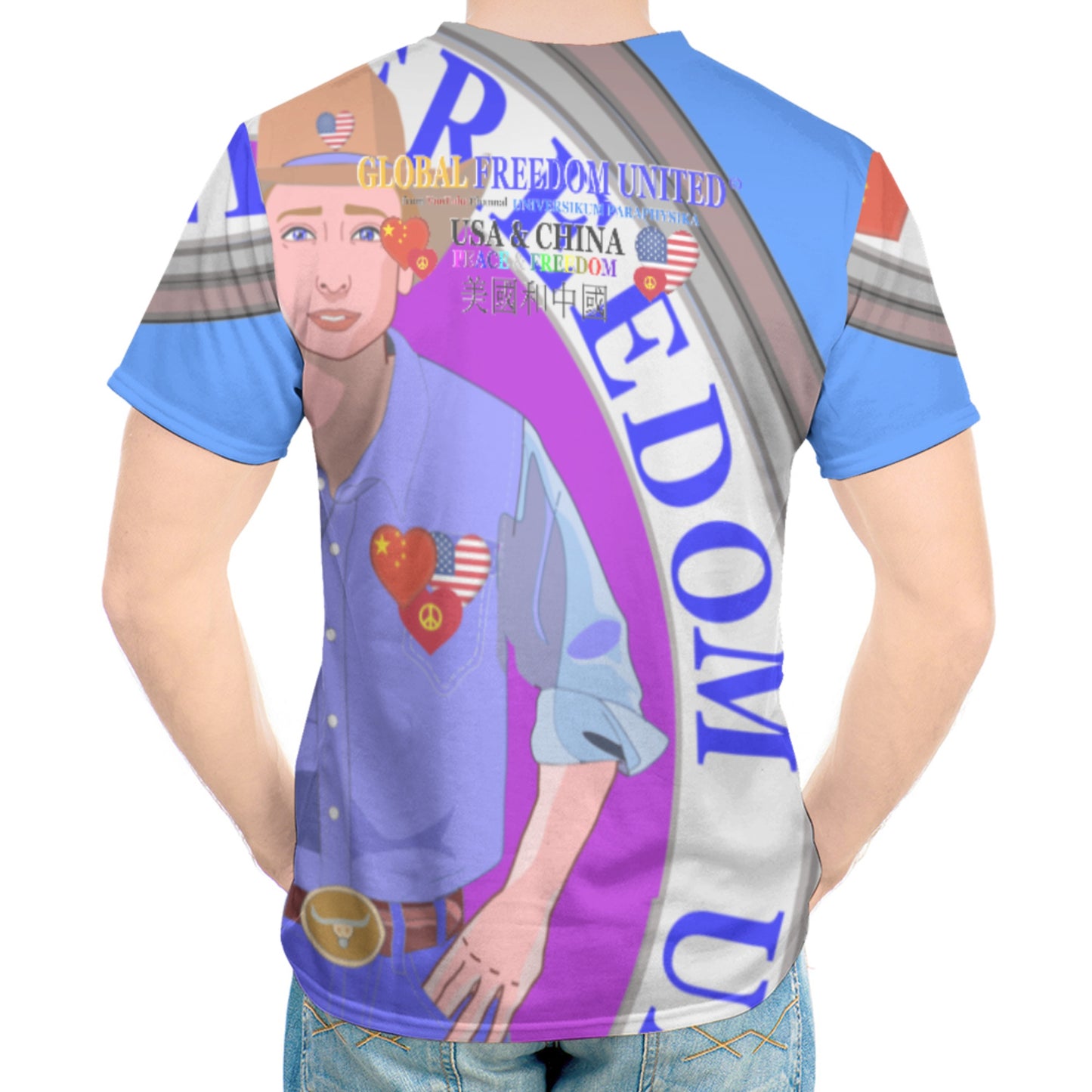 Men´s T-shirt GLOBAL FREEDOM UNITED© Men China & USA V2 Blue