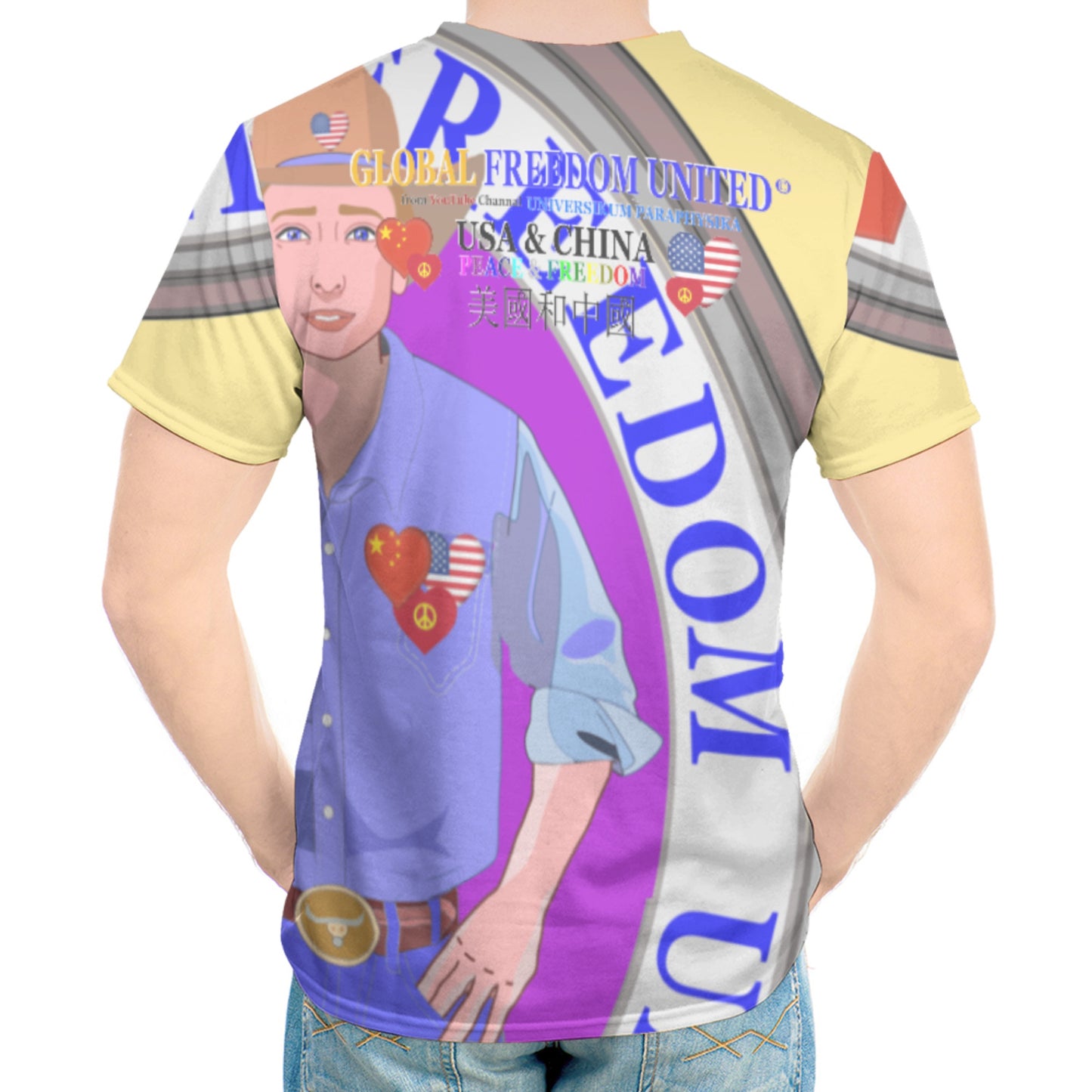 Men´s T-shirt GLOBAL FREEDOM UNITED© Men China & USA V2 Yellow
