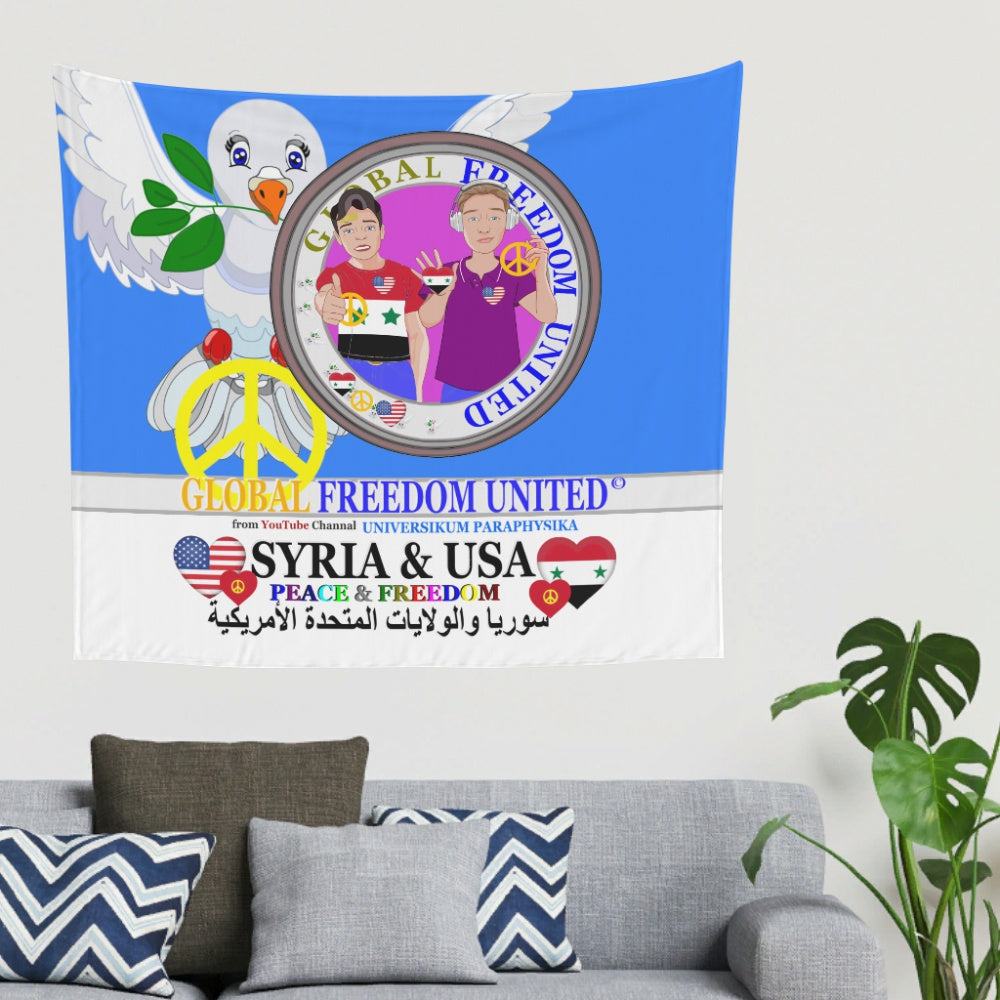 Tapestry Global Freedom United Men Syria & Usa Old Peace Blue