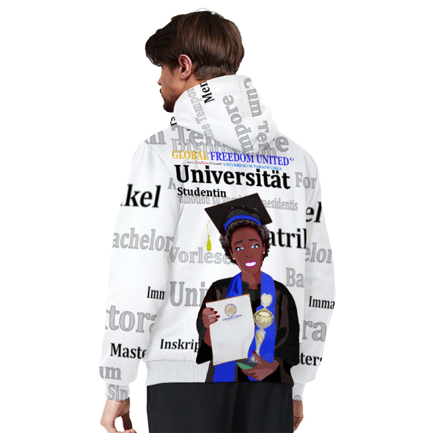 Plush Hoodie Global Freedom United Afro Student Girl Golden Place