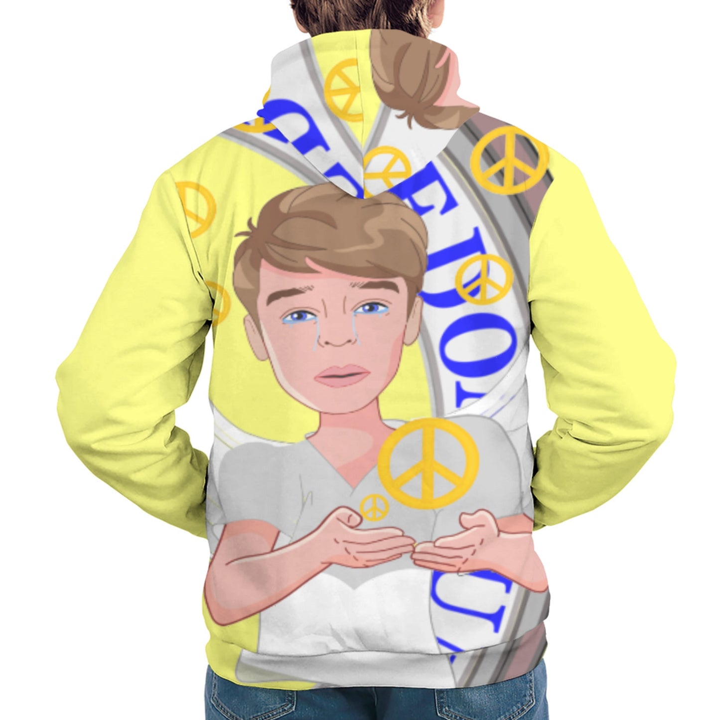 Hoodie Global Freedom United Men Angel Of Peace Old Peace Yellow