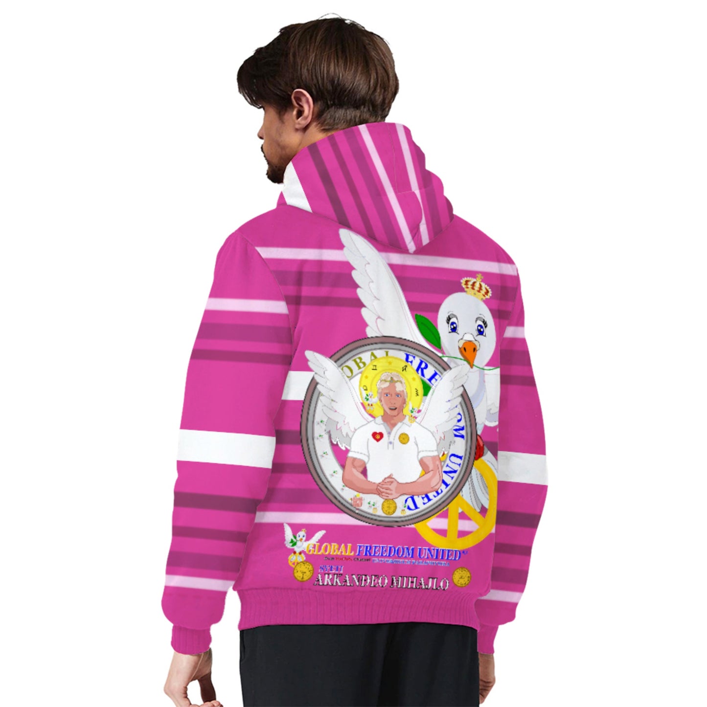 Plush Hoodie Global Freedom United Archangel Michael Croatia V2 Pink1