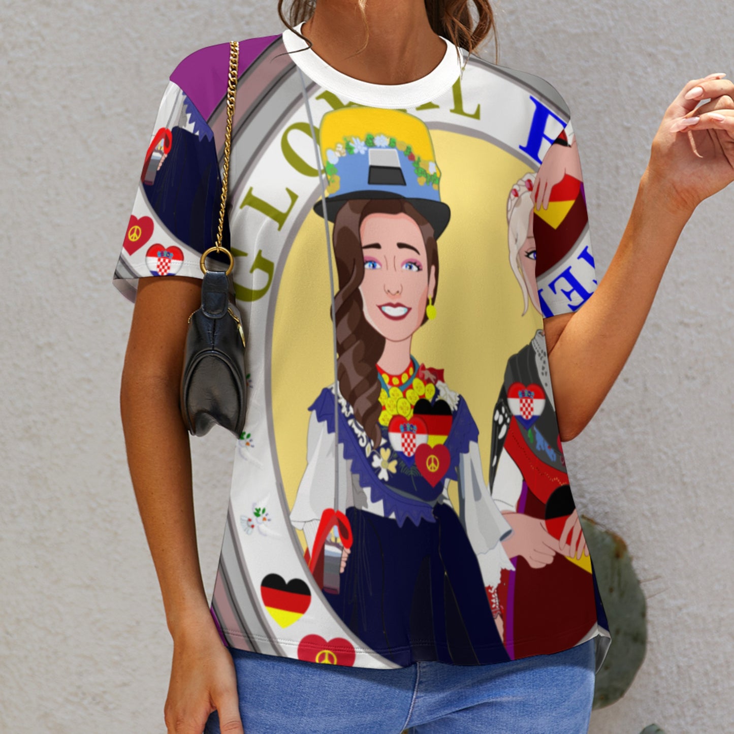 Women´s T-shirt GLOBAL FREEDOM UNITED© Women Croatia & Germany V2 1 Lilac