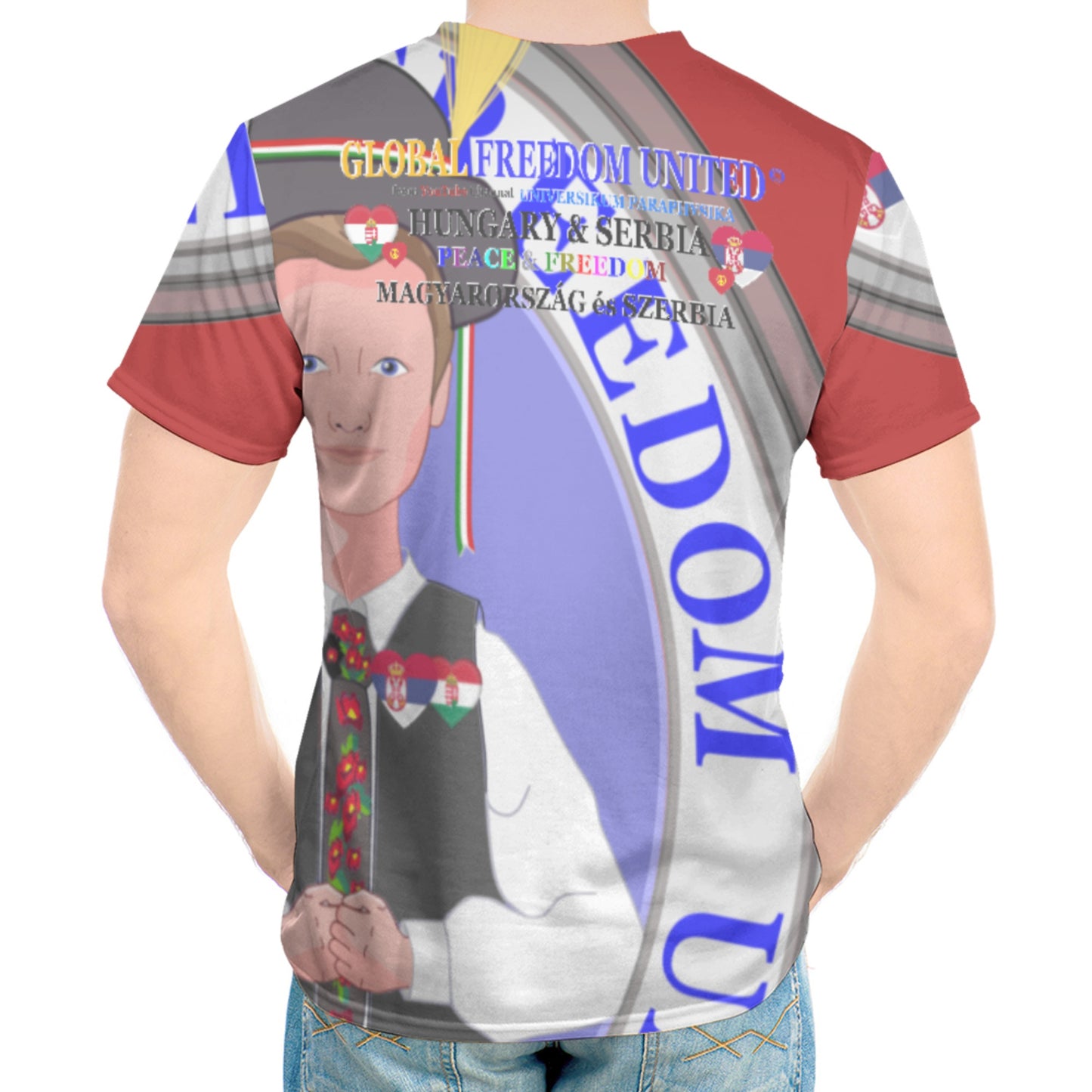 Men´s T-shirt GLOBAL FREEDOM UNITED© Men Serbia & Hungary Red
