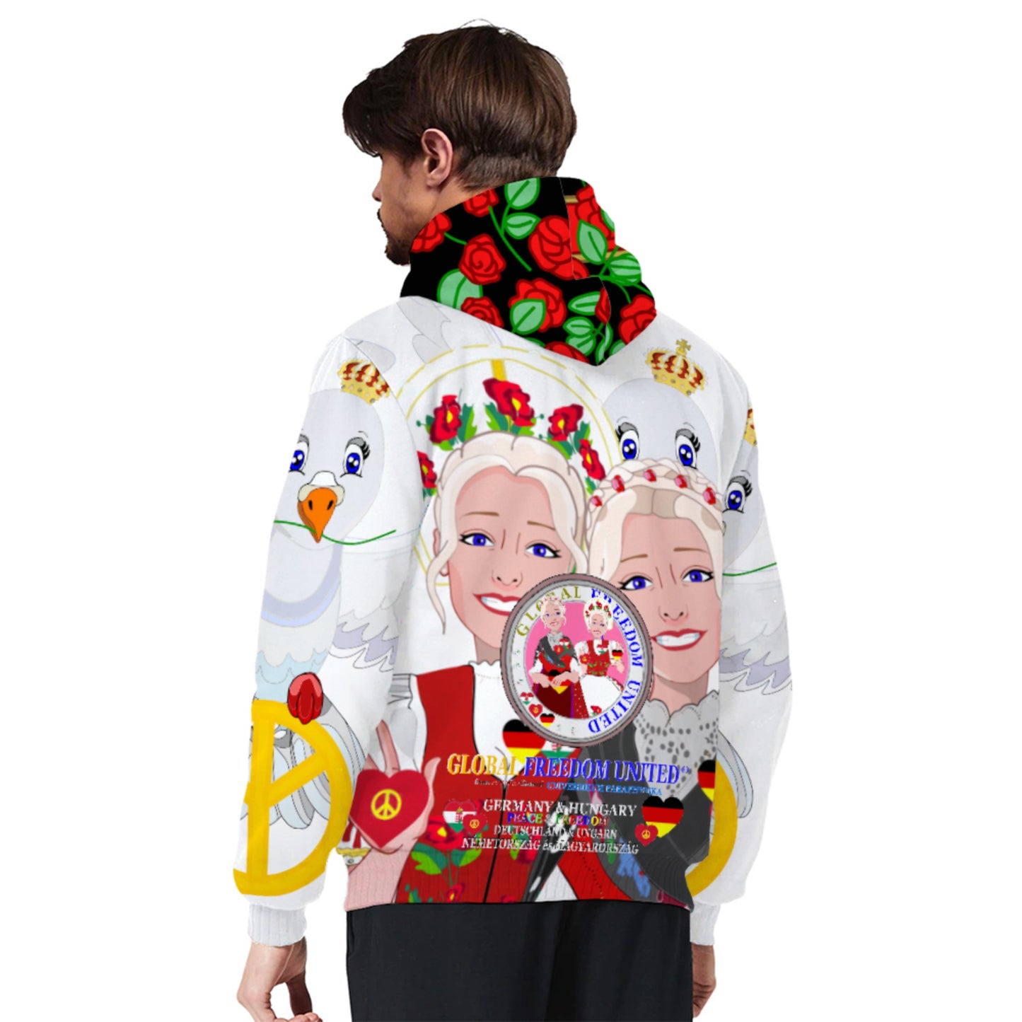 Plush Hoodie GLOBAL FREEDOM UNITED© Women Germany & Hungary BIG
