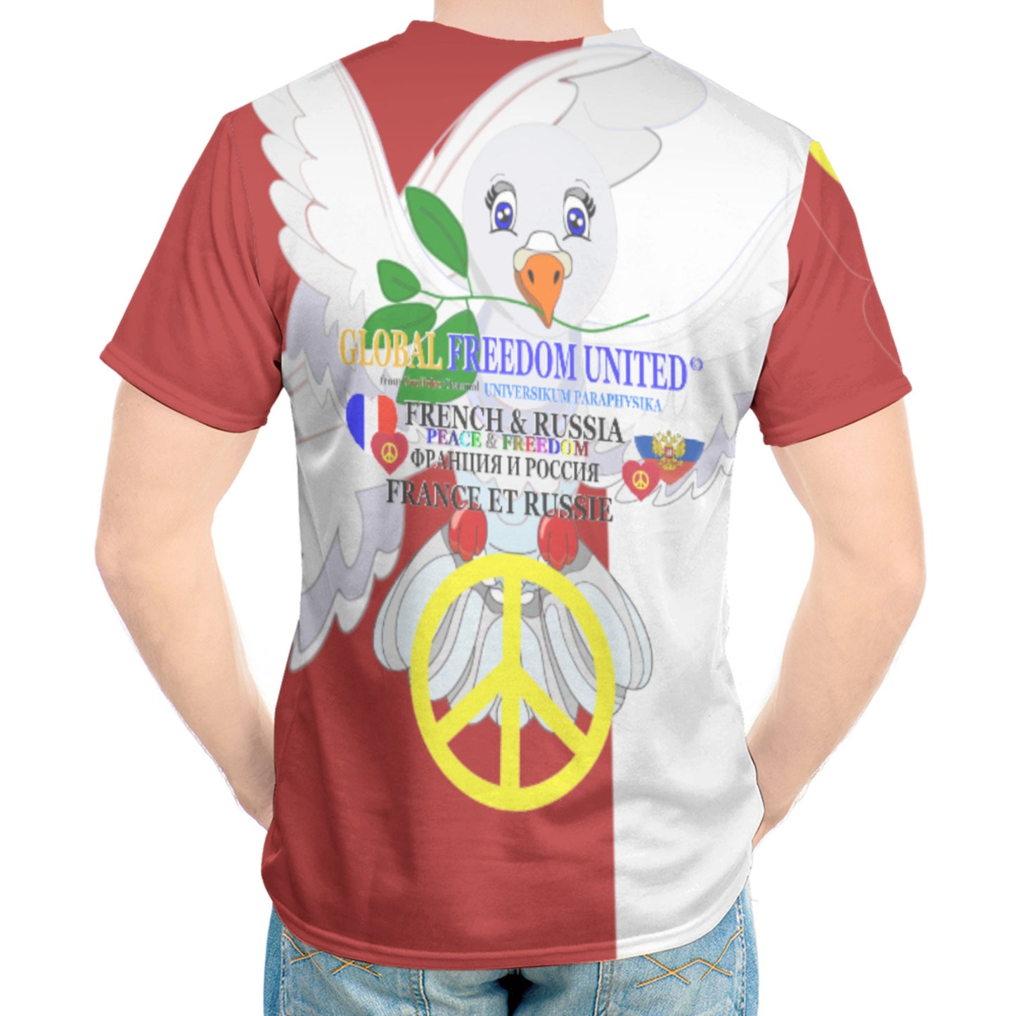 Men´s T-shirt GLOBAL FREEDOM UNITED© French & Russia Old Peace Violet Version 1