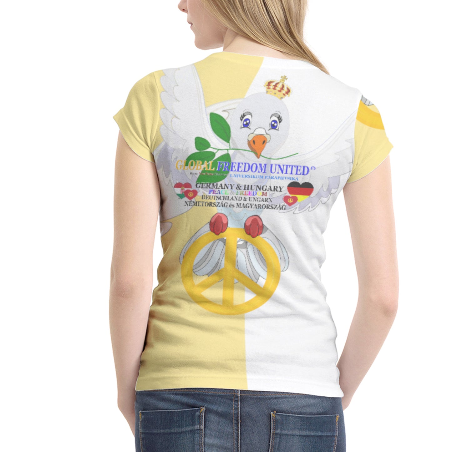 Women´s T-shirt 1 GLOBAL FREEDOM UNITED© Women Germany & Hungary Yellow