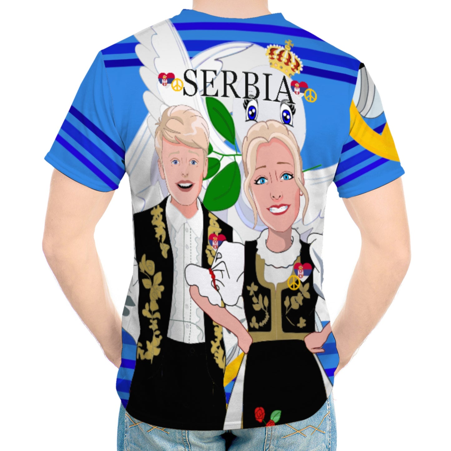 Men´s T-shirt Global Freedom United Couple Edition Serbia Black Deep Blue