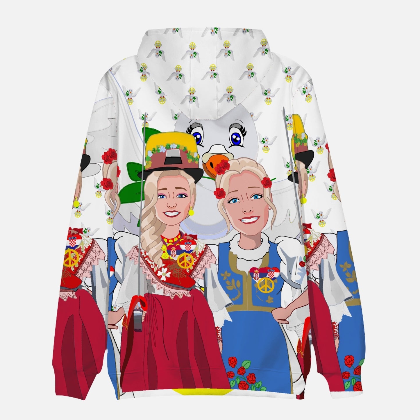 GLOBAL FREEDOM UNITED WOMEN CROATIA & SERBIA OLD PEAC WIGHT V2 Round Collar Hoodie