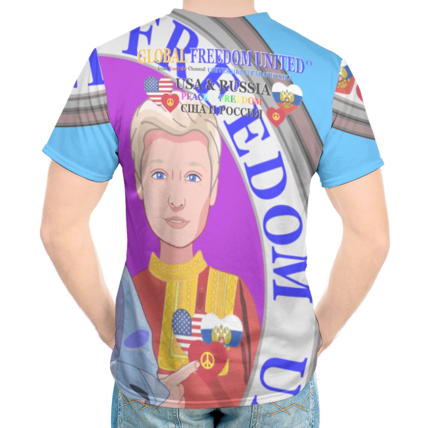 Men´s T-shirt GLOBAL FREEDOM UNITED© Men Russia & USA Blue