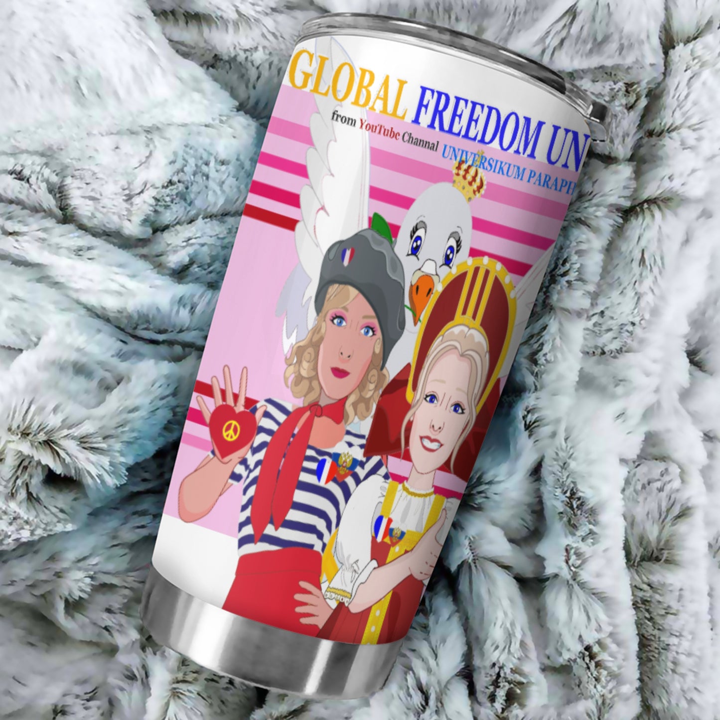Tumbler Global Freedom United Women French & Russia Old Peace Pink