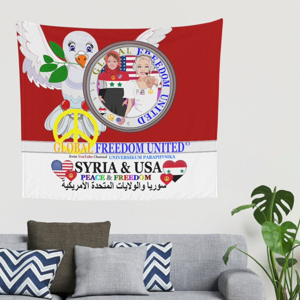 Tapestry Global Freedom United Women Syria & Usa Old Peace Red
