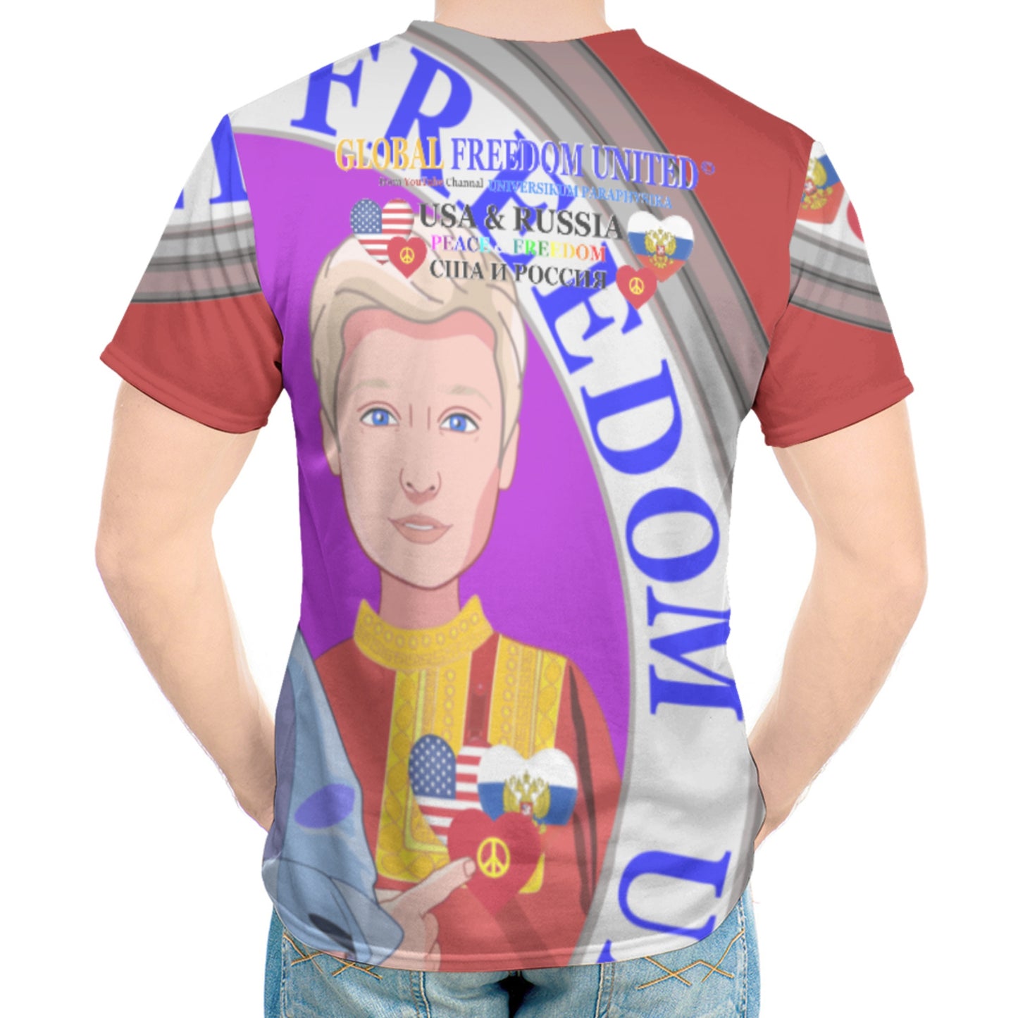 Men´s T-shirt GLOBAL FREEDOM UNITED© Men Russia & USA Red