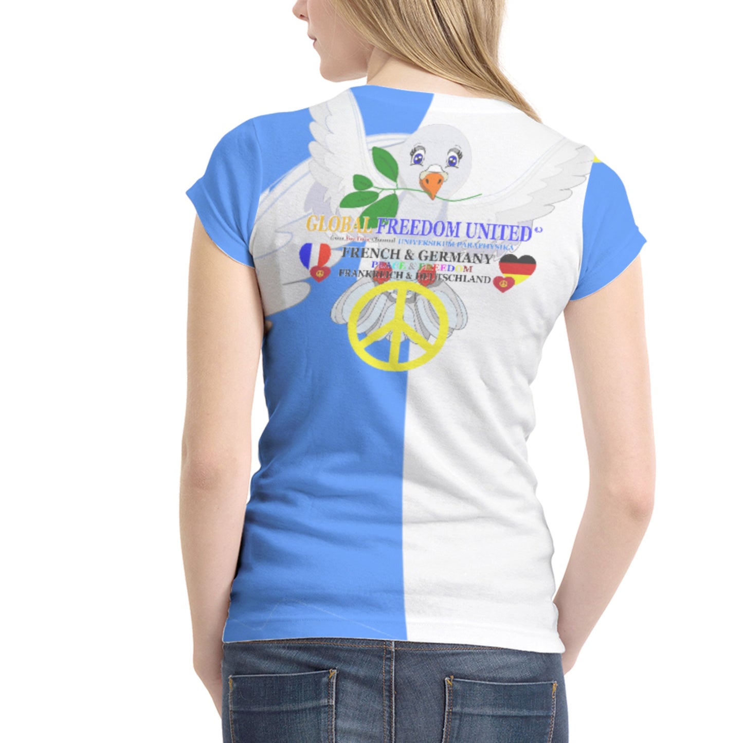 Women´s T-shirt GLOBAL FREEDOM UNITED© Women French & Germany Blue