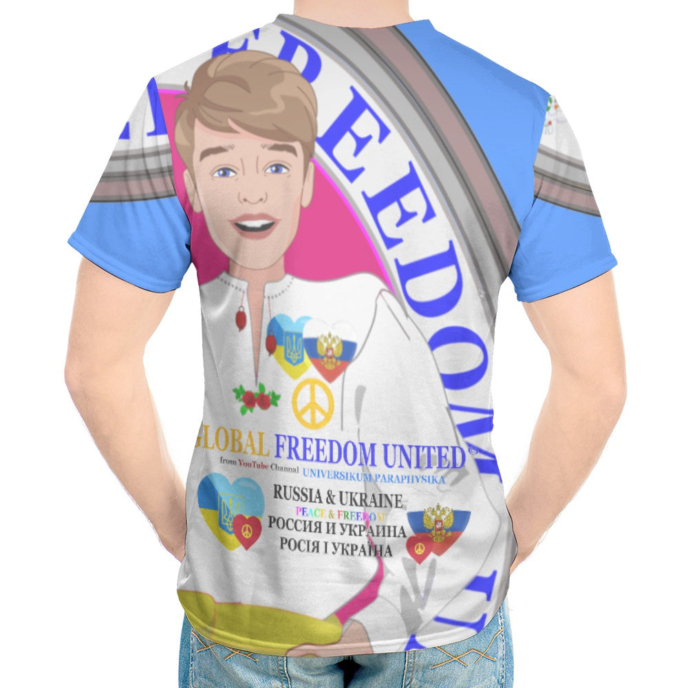 Men´s T-shirt GLOBAL FREEDOM UNITED© Men Ukraina & Russia Blue