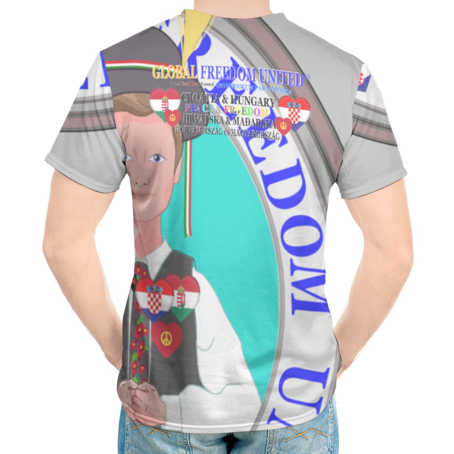 Men´s T-shirt GLOBAL FREEDOM UNITED© Men Croatia & Hungary Grey