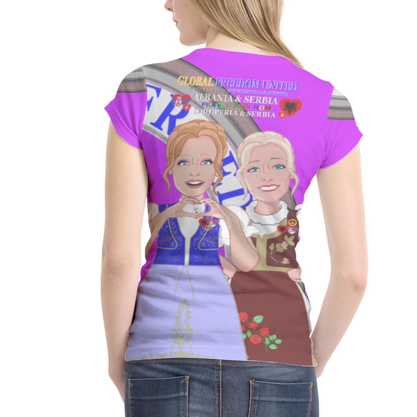 Women´s T-shirt 2 GLOBAL FREEDOM UNITED© Women Albania & Serbia Lilac