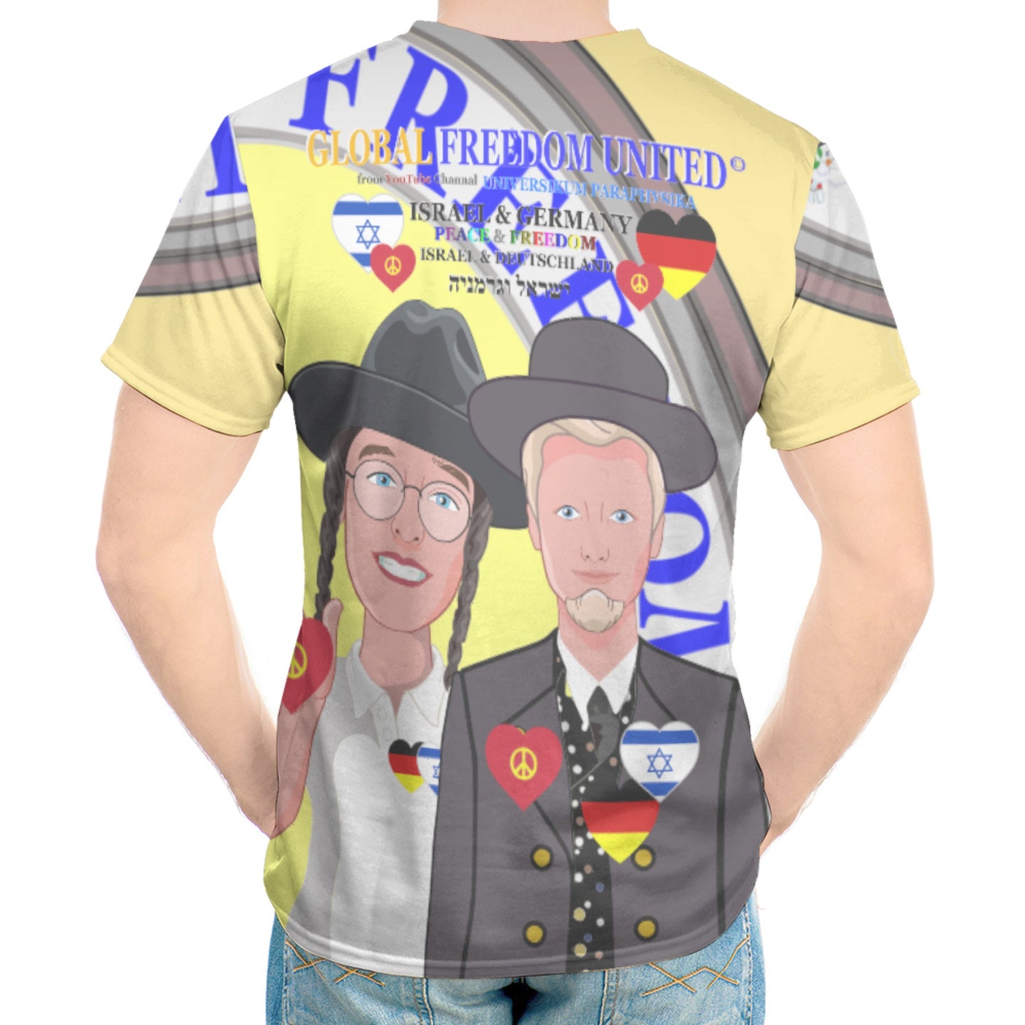 Men´s T-shirt GLOBAL FREEDOM UNITED© Men Israel & Germany Version 2 Yellow