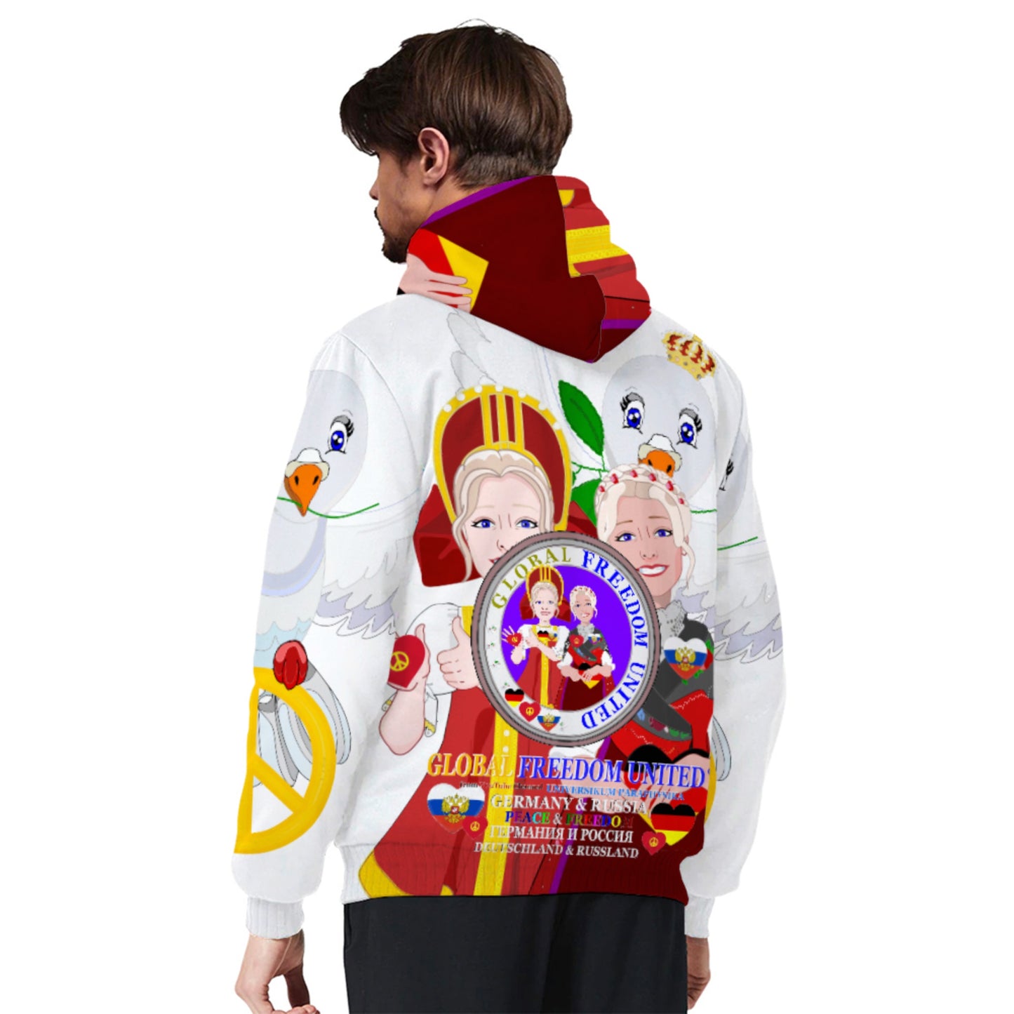 Plush Hoodie GLOBAL FREEDOM UNITED© Women RUSSIA & GERMANY BIG