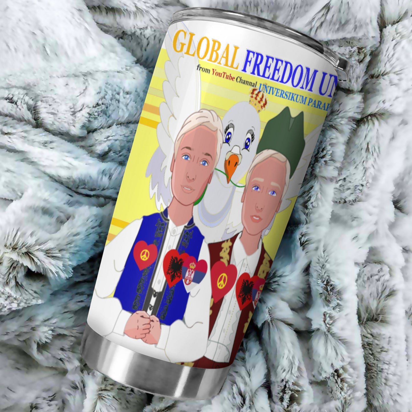 Tumbler Global Freedom United Men Albania & Serbia Old Peace Yellow